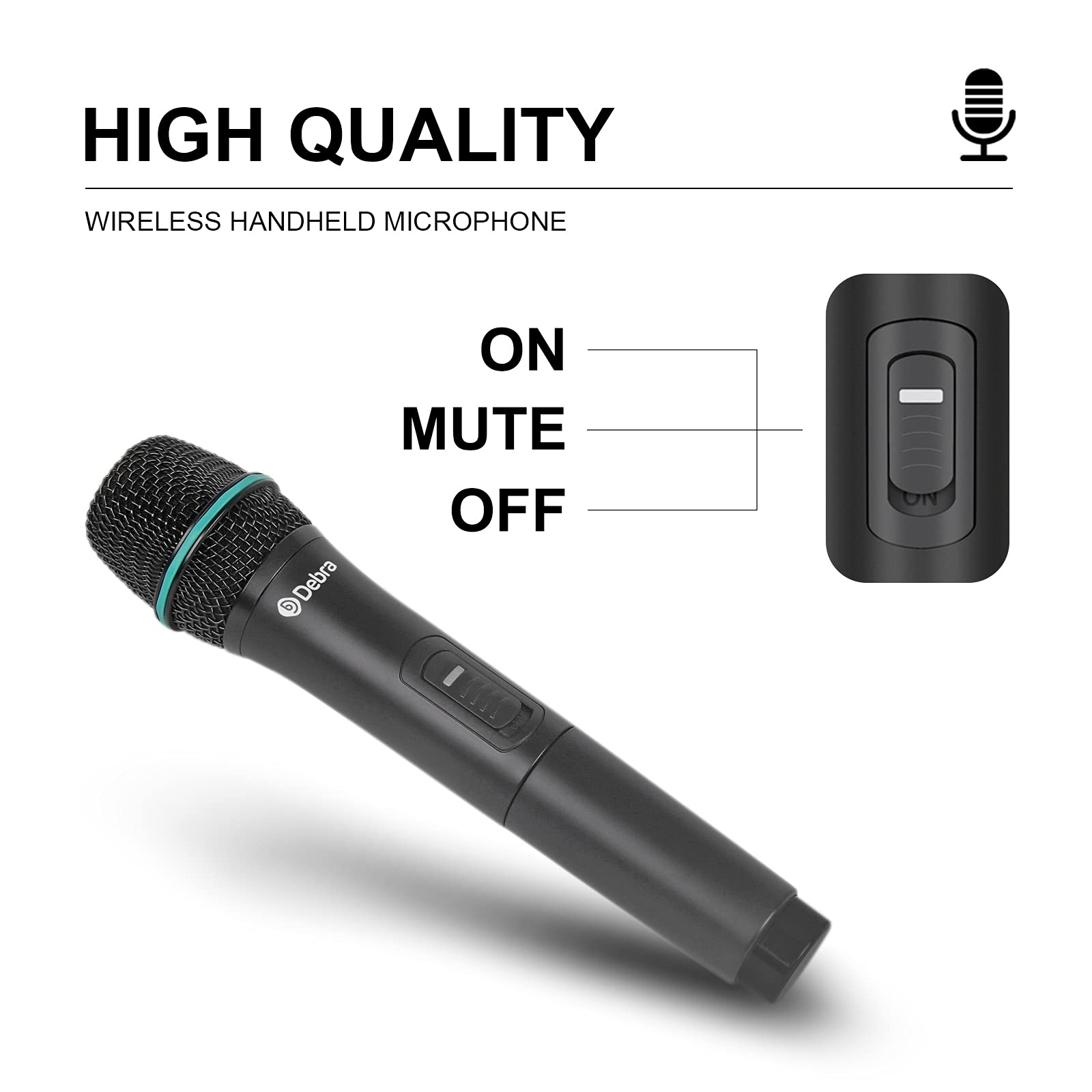 Debra Audio Pro UHF 4 Channel Wireless Microphone System with Cordless Handheld Lavalier Headset Mics, Metal Receiver, Ideal for