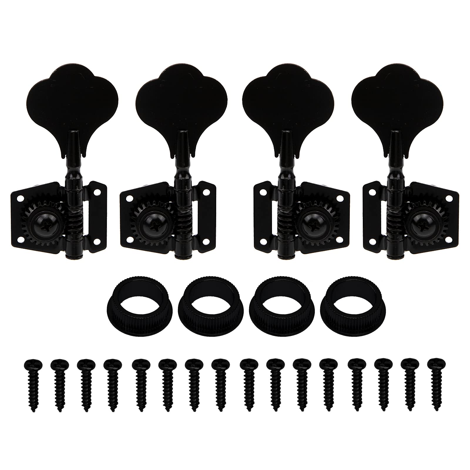 4Pcs Yootones Open Gear Machine Heads Tuners Tuning Pegs 2 Left 2 Right Compatible With 4 Strings Fender Precison Jazz Bass Guit
