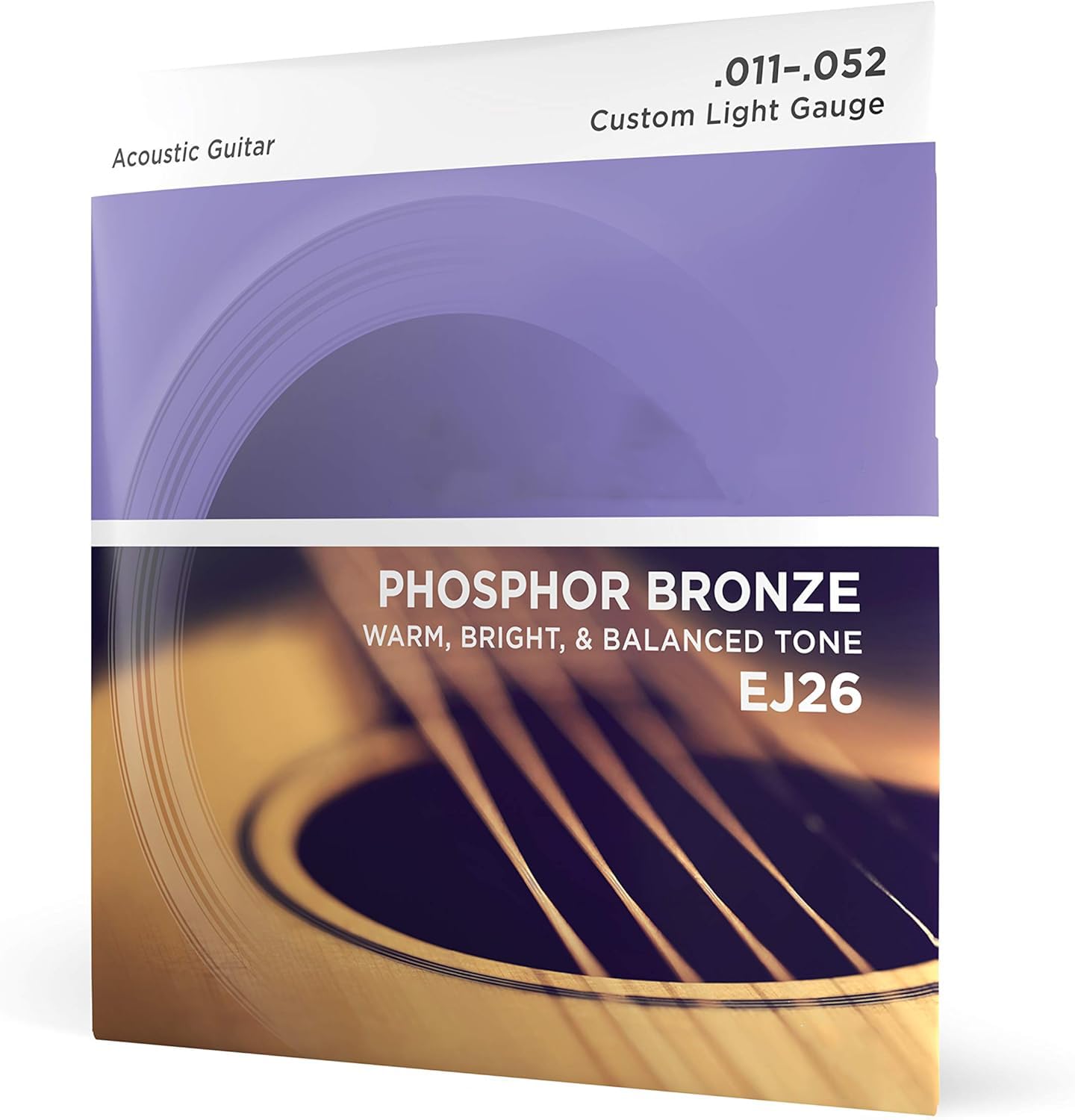 Ej26 Phosphor Bronze Acoustic Guitar Strings - Custom Light Gauge (11-52) Set, Rich Tone & Comfort, Hex Core, Corrosion-Resistan