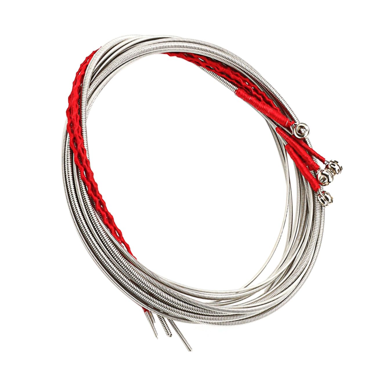 Parliky 4Pcs Red Bass Strings Set For 4-String Electric And Acoustic Bass Guitars Sturdy Metal Replacement Strings Small Ball En