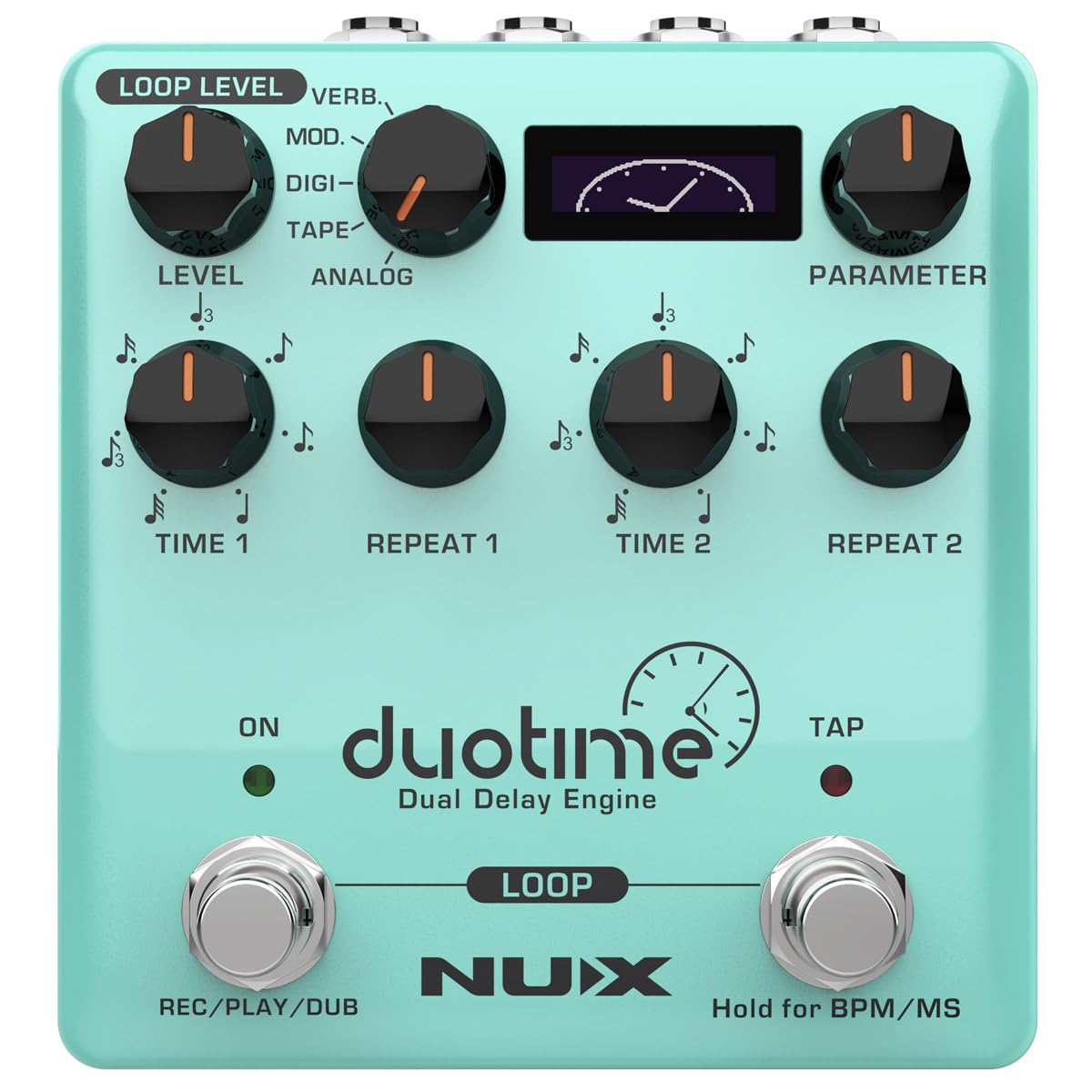 NUX Duotime Stereo Delay Pedal with 5 Delay Types, 40 Seconds Loop, Black
