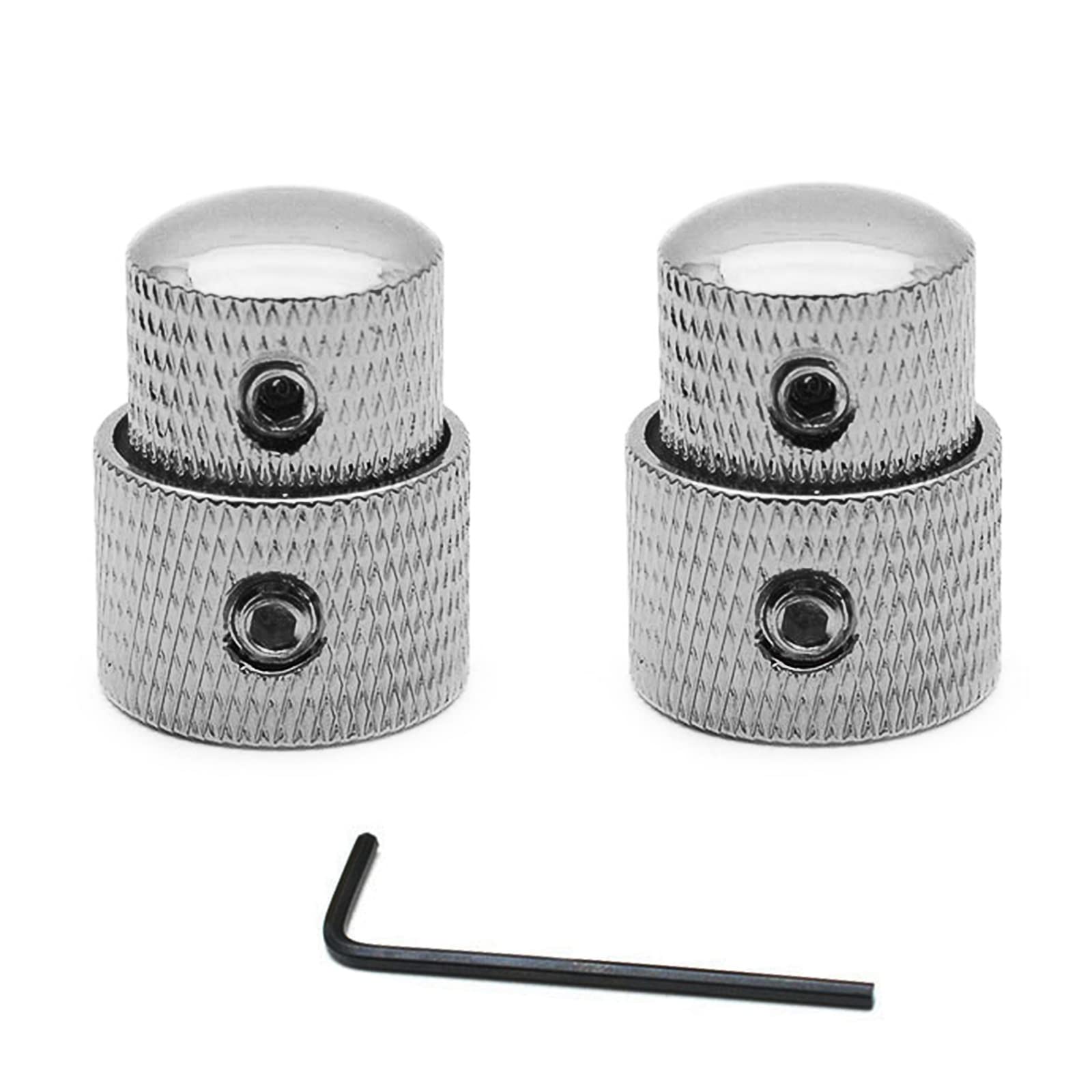 Saphue Guitar Dual Concentric Stacked Control Knobs Sets Metal With Wrench Replacement For Electric Guitar Bass Chrome 2 Sets