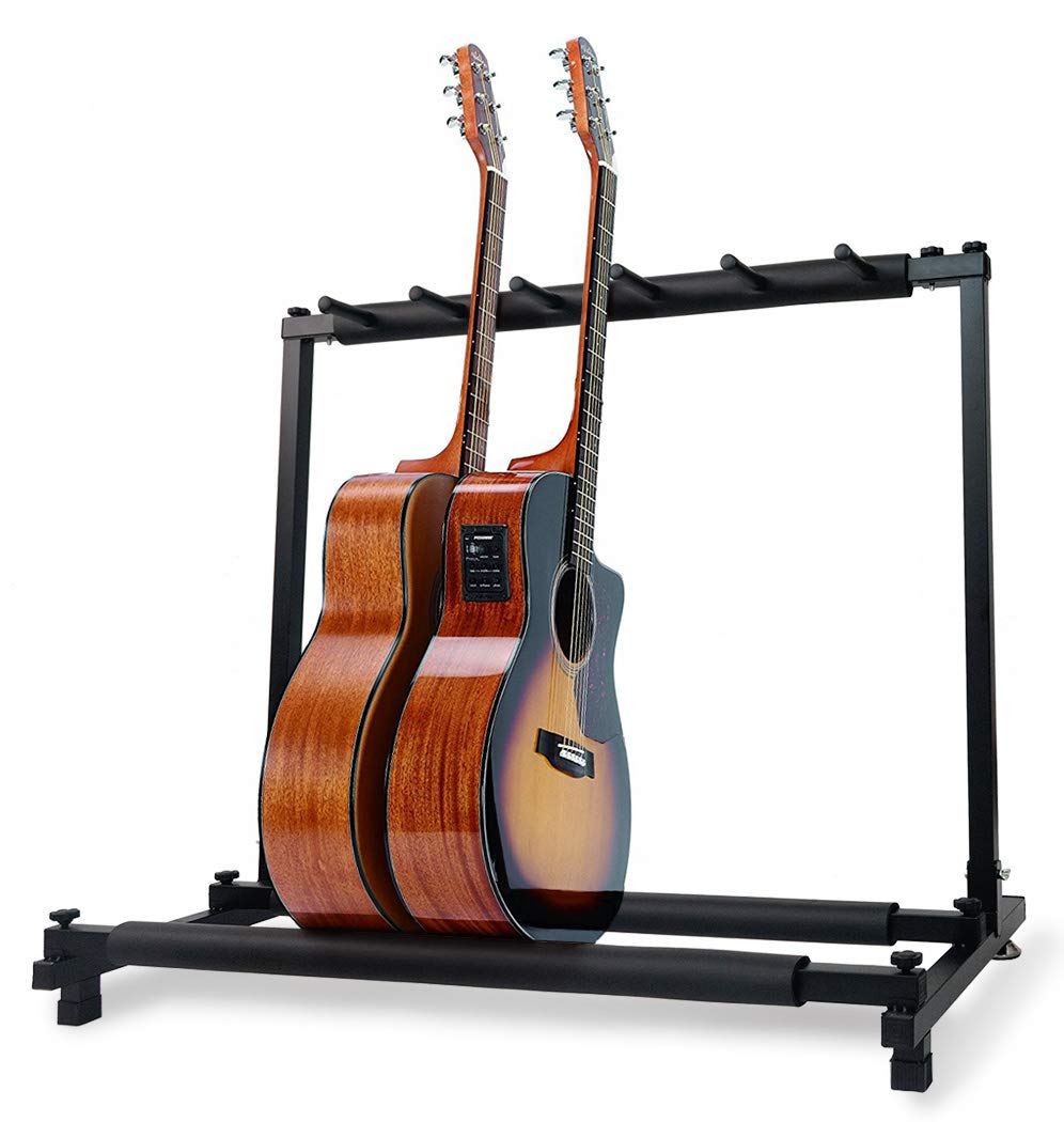 Morimoe Guitar Bass Stand For Multiple Guitars Display Foldable Rack (5-Space)