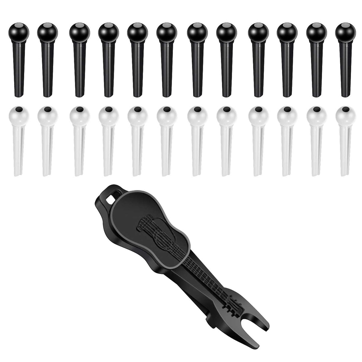 24Pcs Guitar Bridge Pins With Bridge Pin Puller Remover