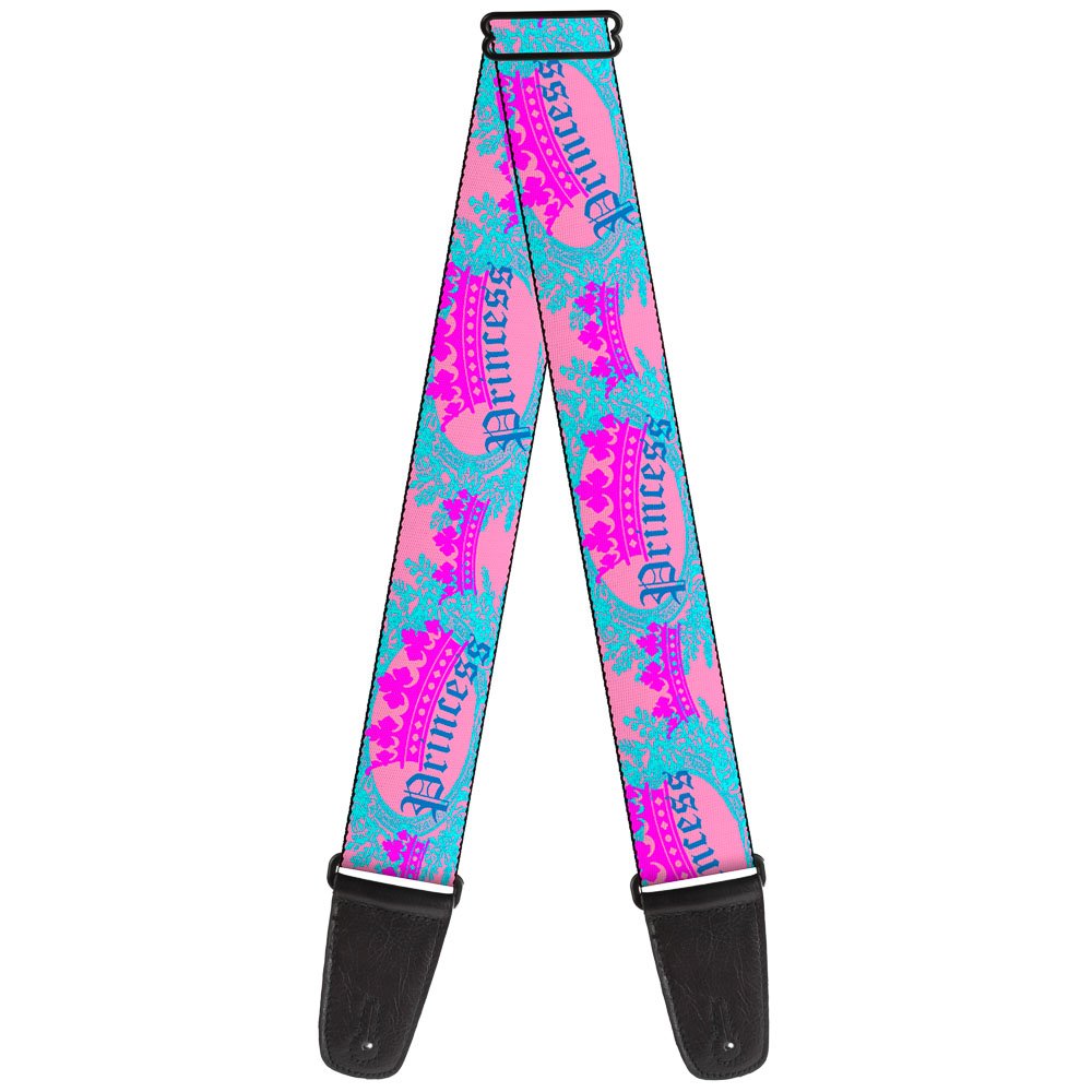 Buckle-Down Guitar Strap Crown Princess Oval Pink Turquoise 2 Inches Wide