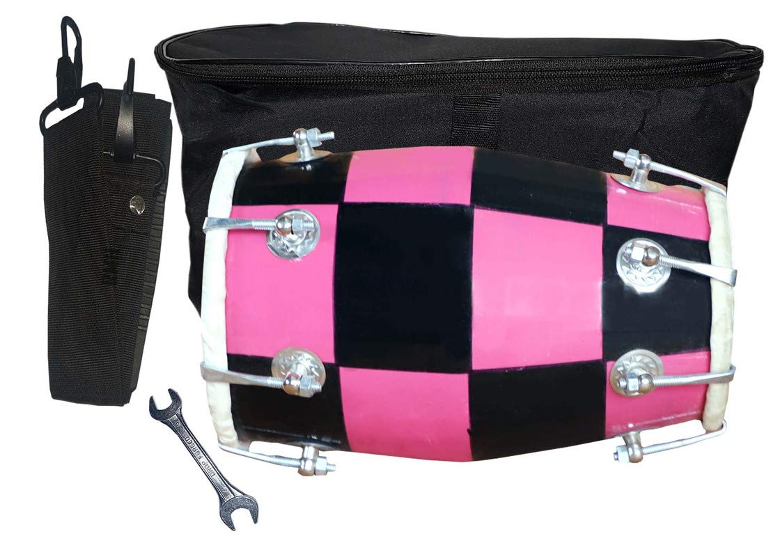 Gt Manufacturers Baby Dholak Musical Instrument Drum Nuts N Bolt With Tool Kit (Pink)