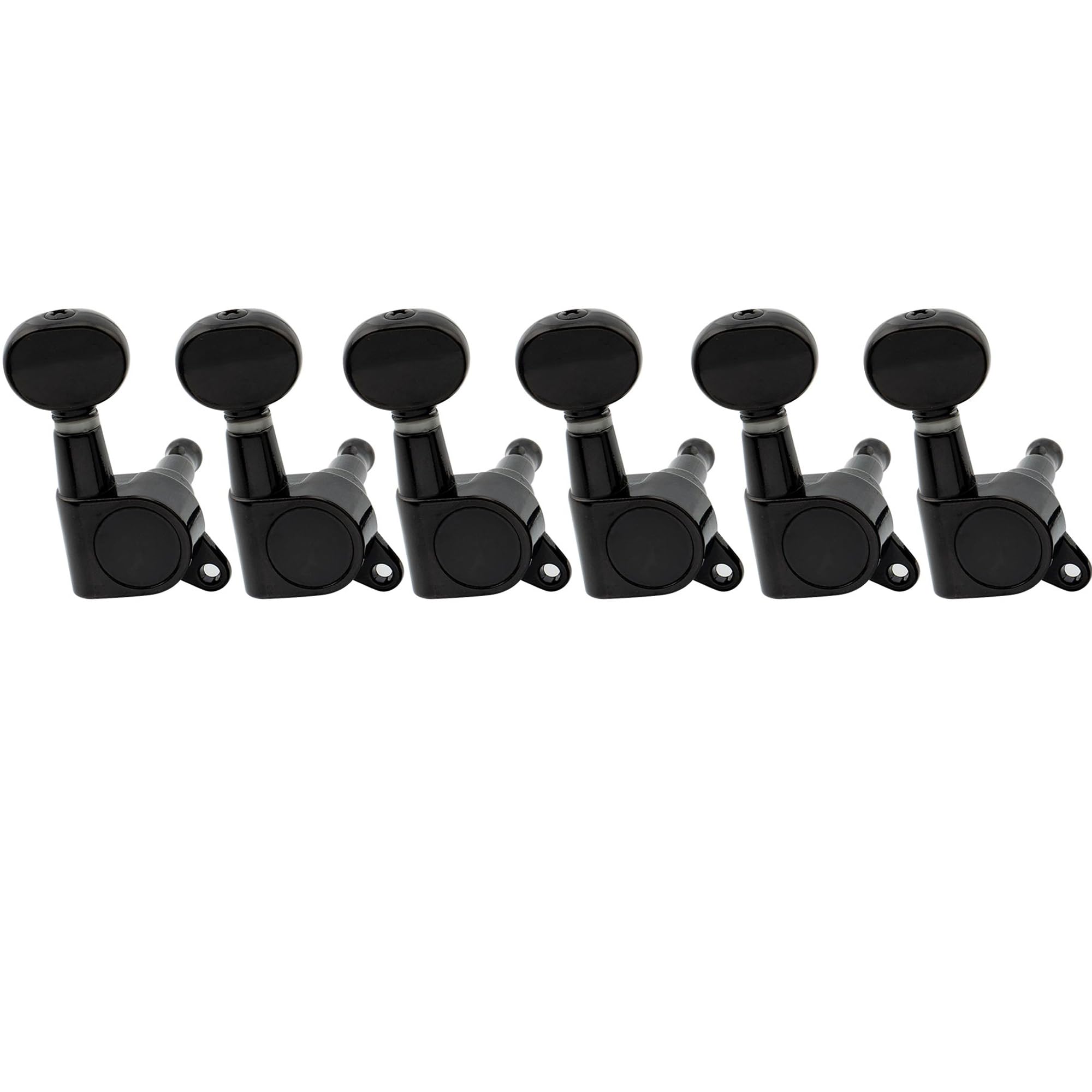 Musiclily Pro 6 Inline Sealed Guitar Tuners Tuning Pegs Keys Machine Heads Set For Fender Stratocaster Telecaster, Oval Button B