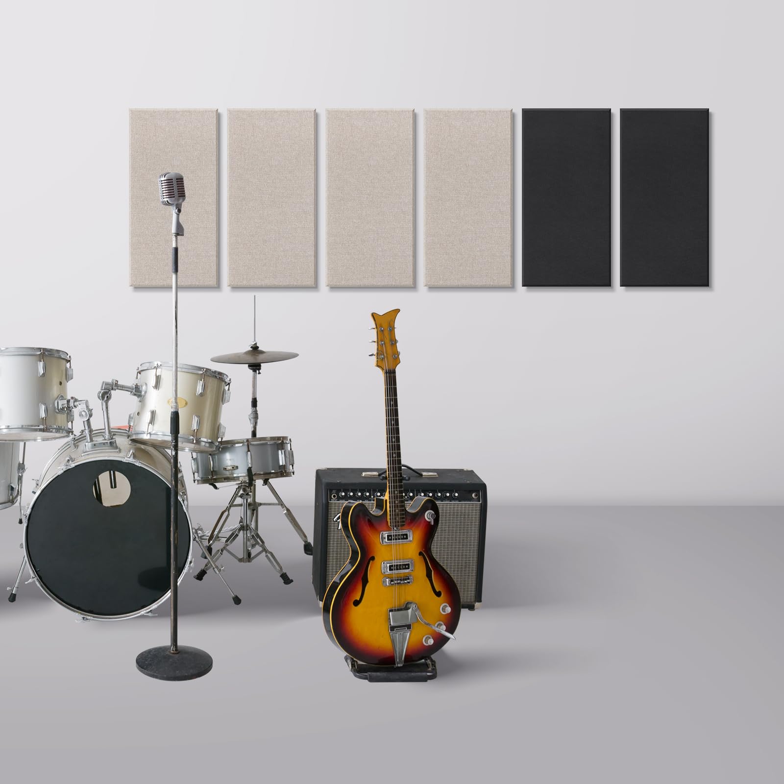 UMIACOUSTICS 4 PCS Acoustic Panels, 2 Thick 23.6'' x 11.8'' Fiberglass Sound Wall Panels, Self-adhesive Sound Absorbing Panels f