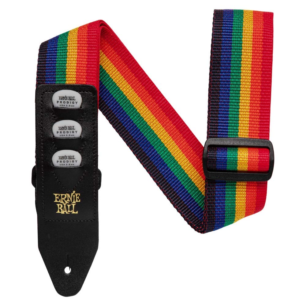 Ernie Ball Pickholder Polypro Guitar Strap, Rainbow (P04188)