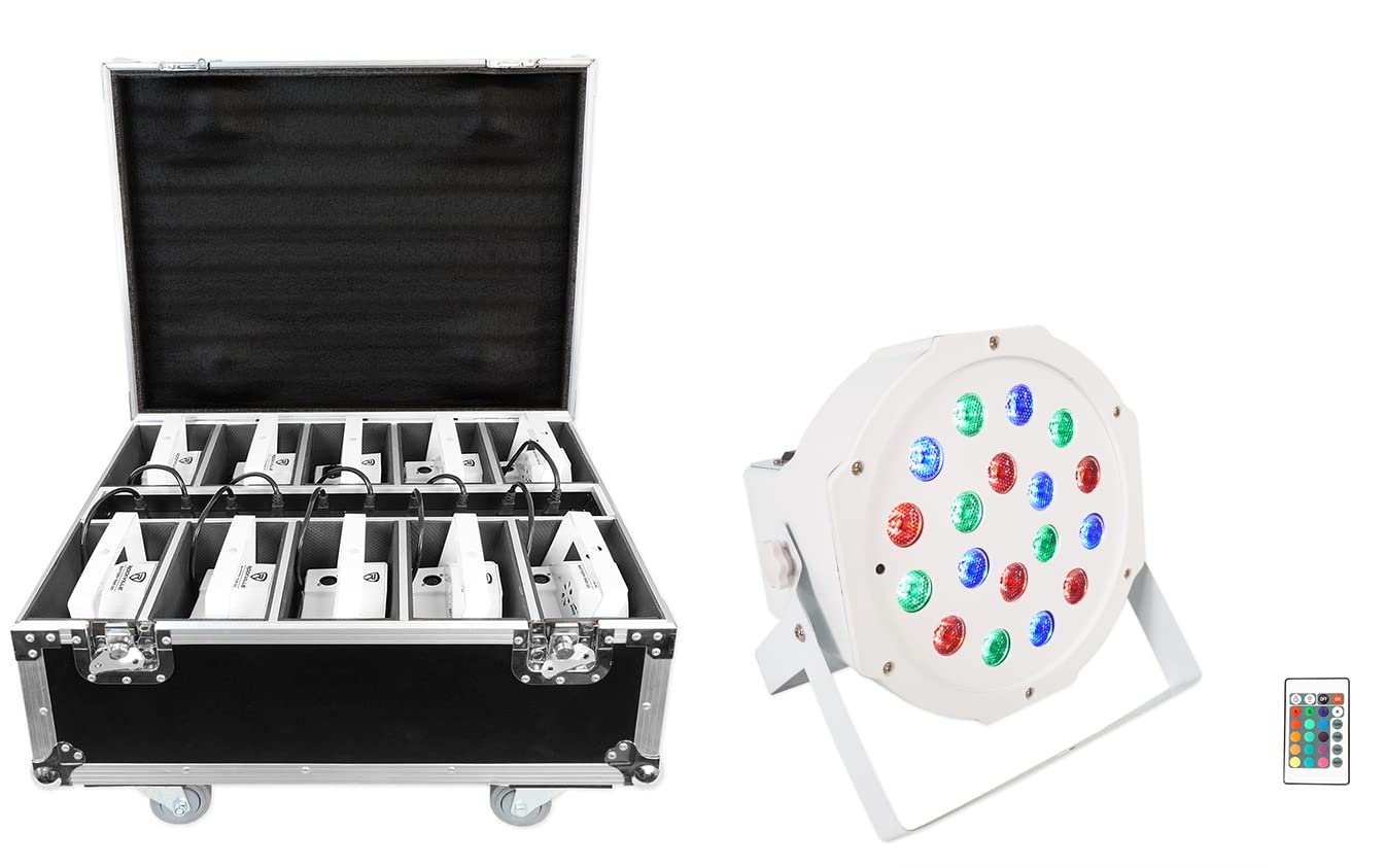 Rockville Battery Par Pack 50 White (10) Rechargeable Wash Lightscharging Case