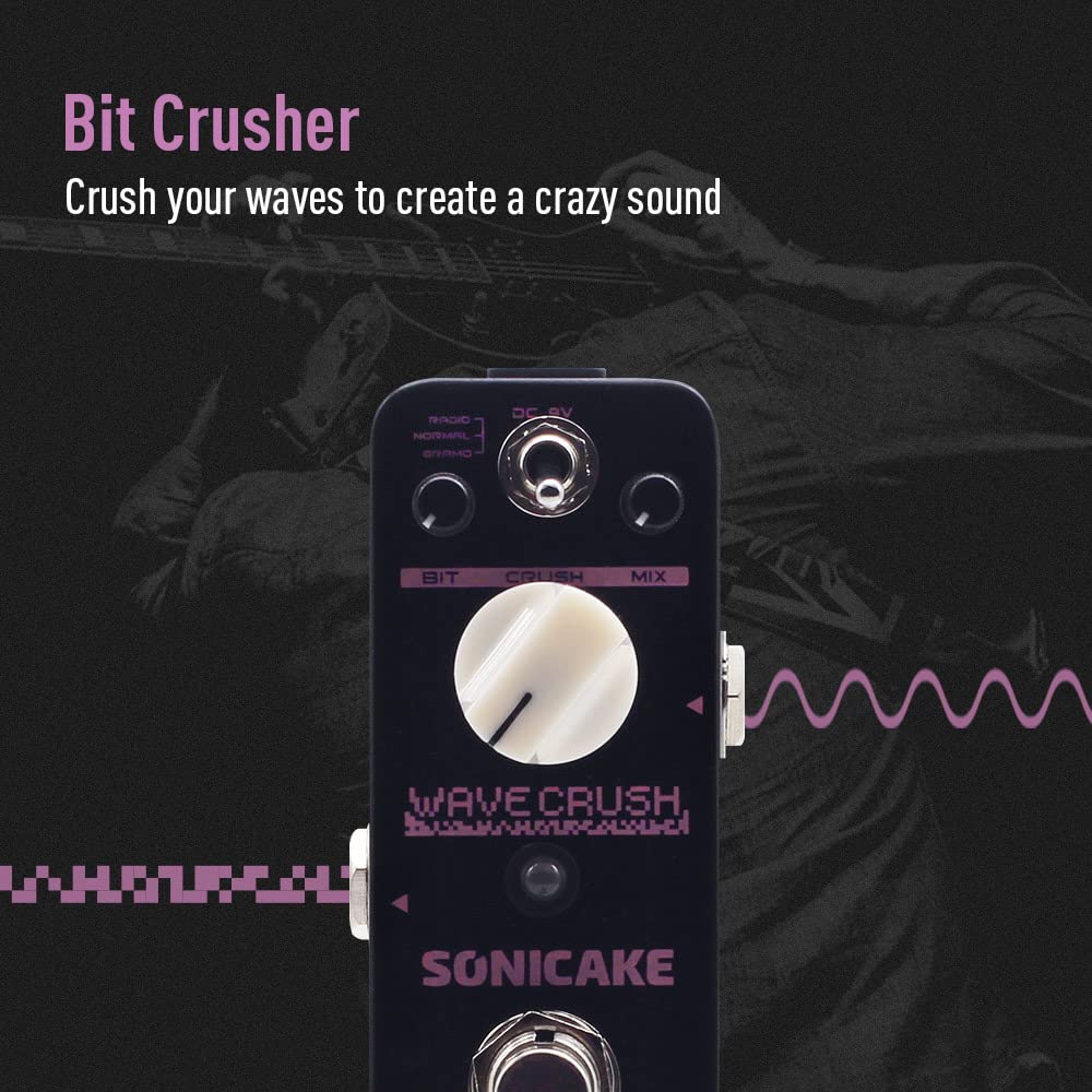 SONICAKE Bitcrusher Guitar Pedal Wave Crush Bitcrush Digital Bitcrusher Reducer Guitar Effects Pedal Synth Synthesizer LoFi True