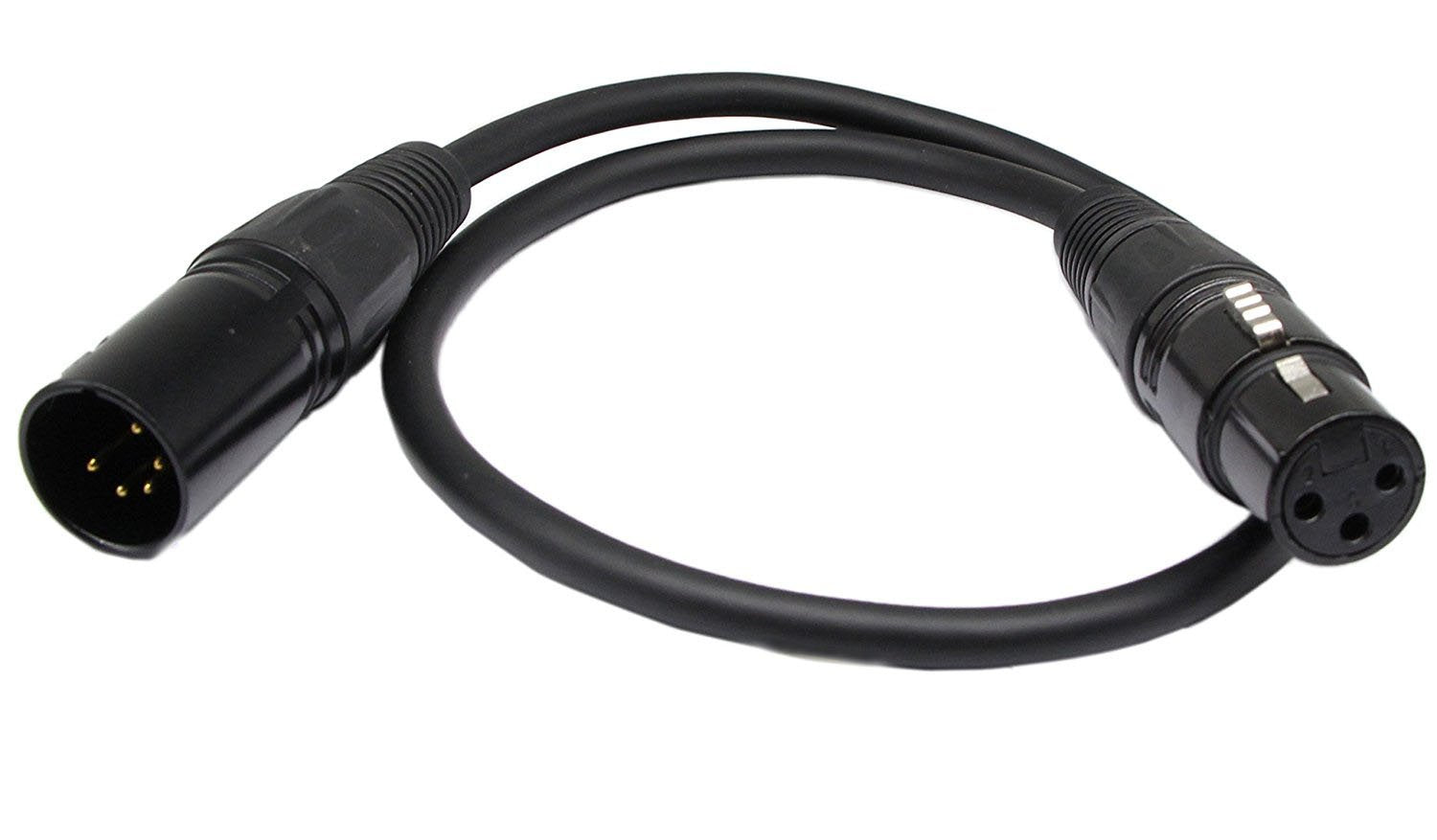 Sinloon (05M) Dmx Stage Light Cable,Dj Xlr Cable, 3-Pin Female Xlr To 5-Pin Male Xlr Dmx Turnaround Connection For Moving Head L