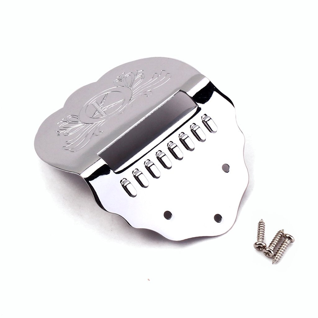 Alnicov K Word Scalloped Metal Mandolin Tailpiece Parts for 8 String Mandolin (Silver)