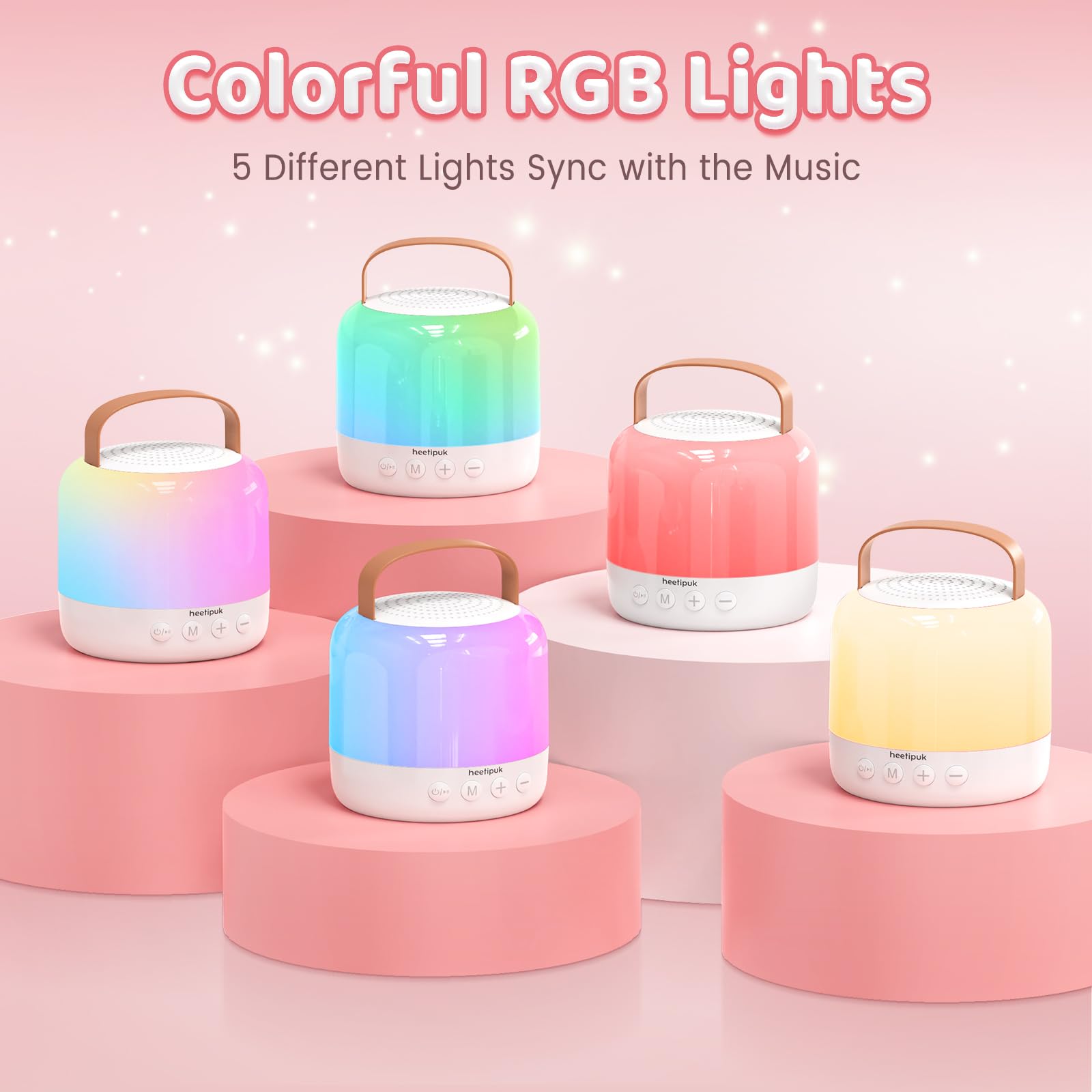 Mini Karaoke Machine for Kids Adults,Portable Bluetooth Speaker with 2 Wireless Microphones Toys Gifts for Girls 4-12 Years Old,