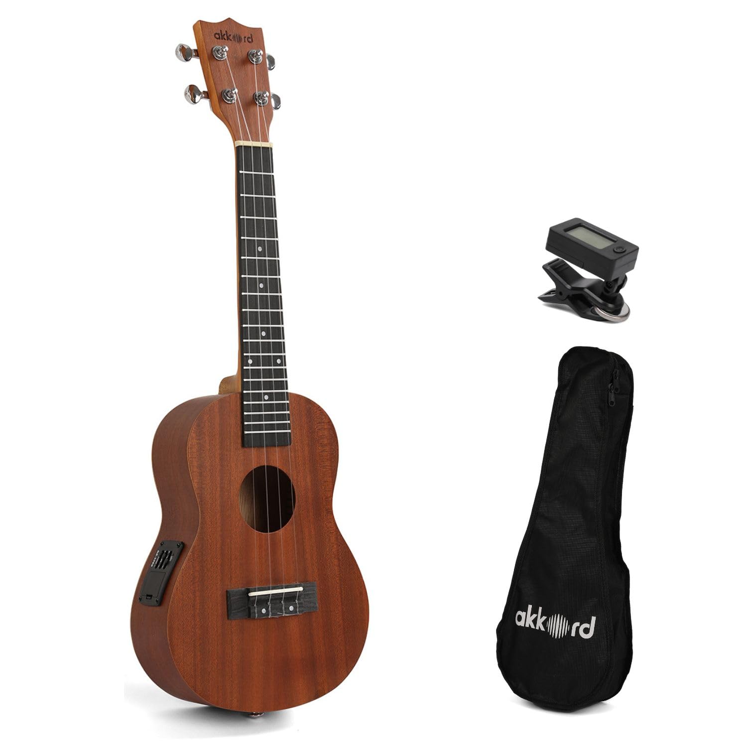 Akkord Concert Size 23 Ukulele, Sapele Wood With Built-In Equalizer- With Gig-Bag And Tuner