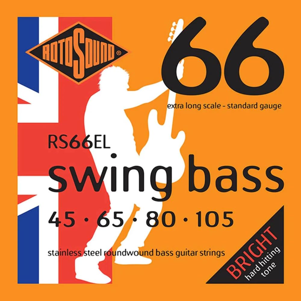 Rotosound Rs66El Swing Bass 66 Stainless Steel Roundwound Extra Long Scale Bass Strings
