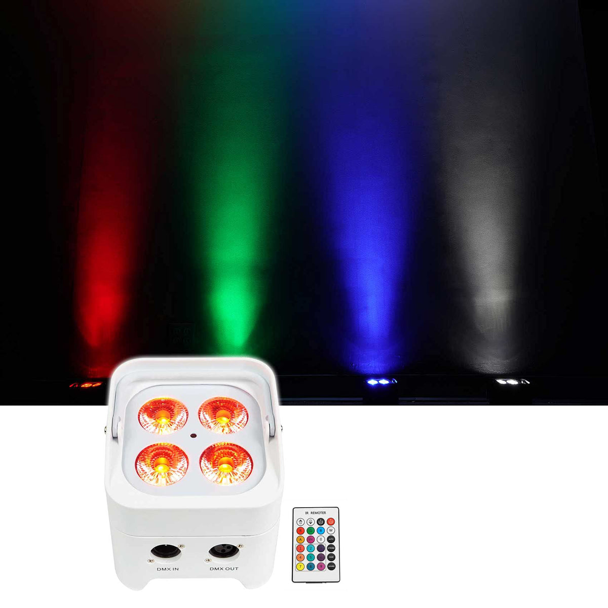 Rockville Best Par 50 White Rechargeable Wash Up-Light Wireless Dmxrgbwauv
