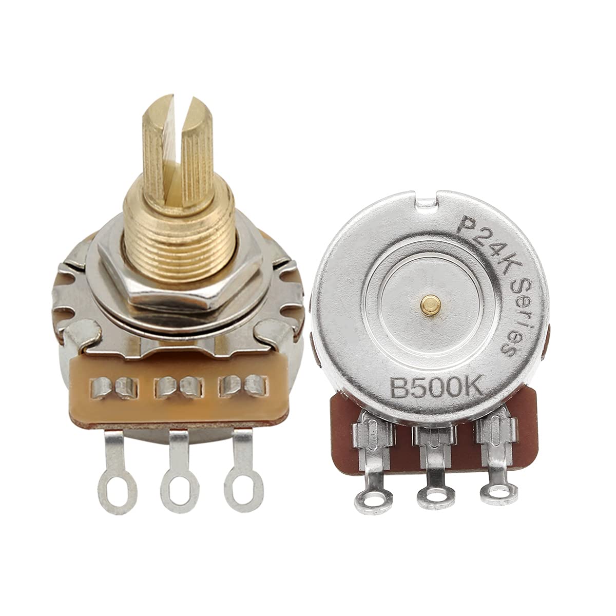 Fleor 2Pcs B500K Linear Pots 19Mm Long Split Shaft Guitar Potentiometer, 24-Tooth