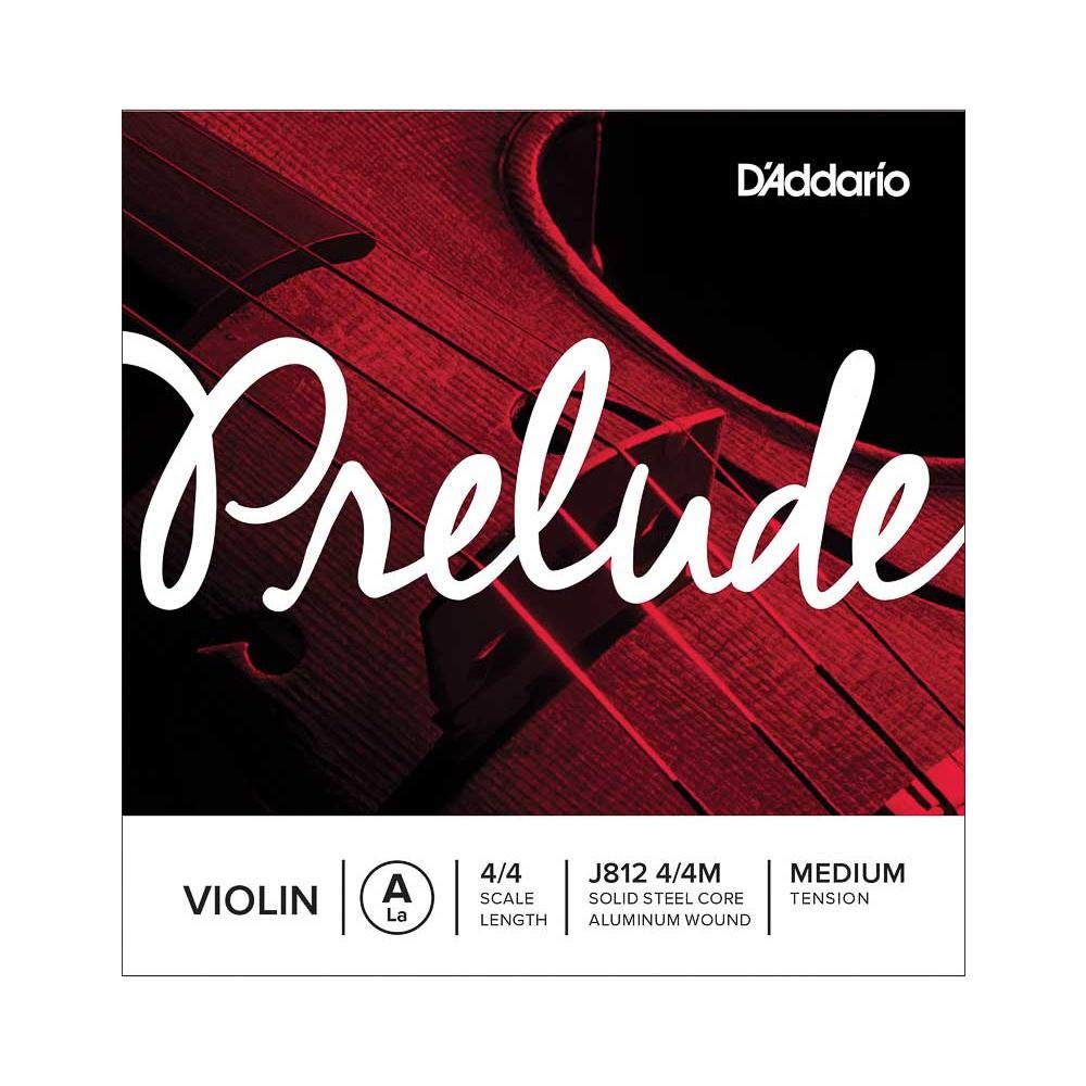DAddario Prelude Violin Strings, J812 4/4M, Medium Tension, 4/4 Scale, Single A String