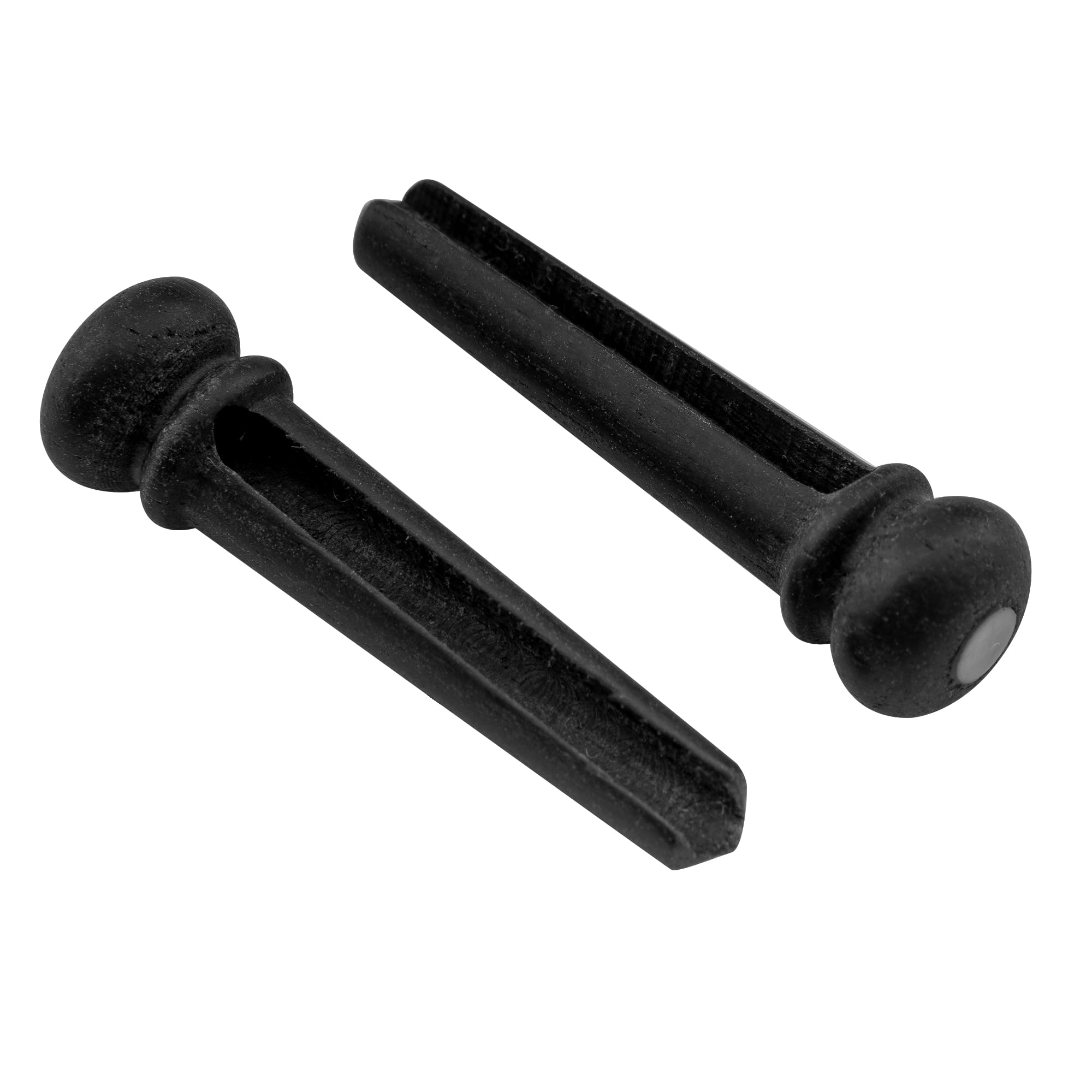 Musiclily Pro Slotted Ebony Acoustic Guitar Bridge Pins, Black with 3mm White Pearl Shell Dot (Set of 6)