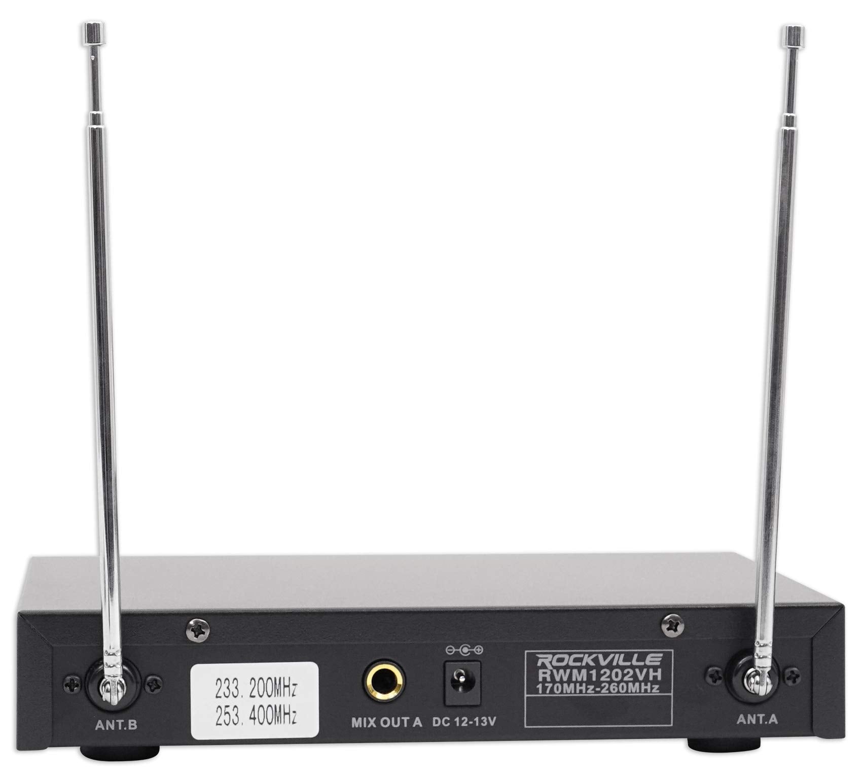 Rockville RWM1202VH VHF Wireless Dual HandHeld Microphone System/Metal Receiver