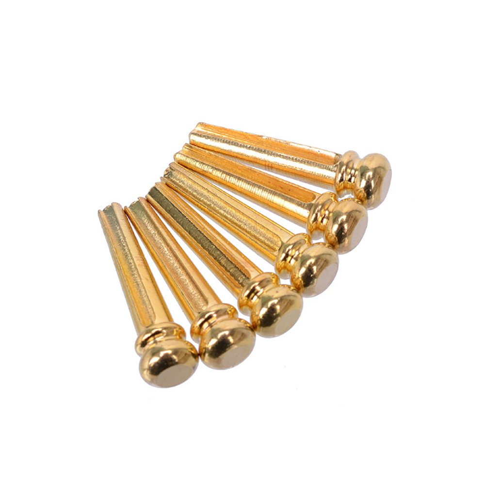 Amadget Guitar Bridge Pins 6pcs Brass Endpin for Guitar With Guitar Bridge Pin Puller