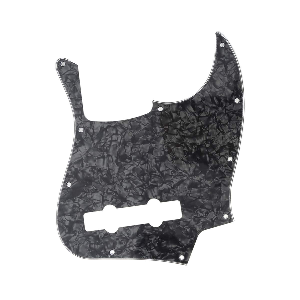 Musiclily Pro 5-String 10-Hole Contemporary J Bass Pickguard For Fender Mexican Jazz Bass, 4Ply Black Pearl