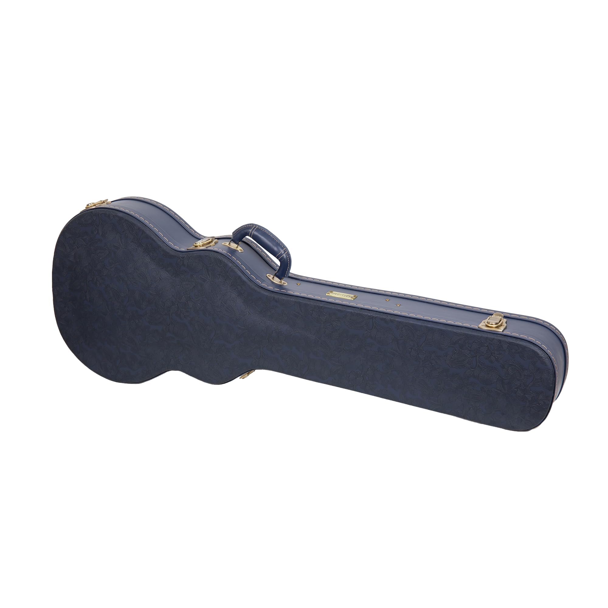 Crossrock Relief Series Les Paul Guitar Case for Single-Cut Electric Guitars | Carved Ocean Blue Finish, Deep Scarlett Velvet In