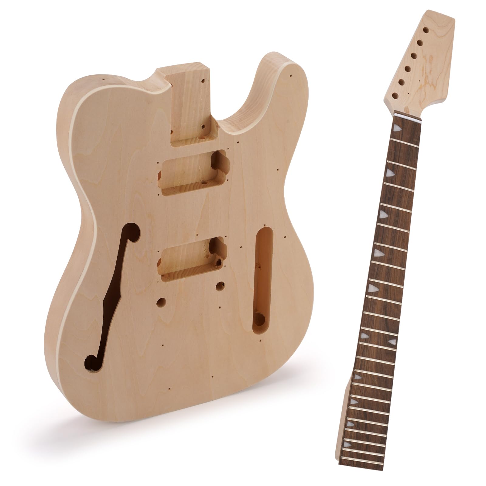 ZEFF DIY Electric Guitar Kit with Basswood Body,6 Strings Electric Guitar Kits W/Maple Neck, Maple Fretboard, S-S Pickups, All A