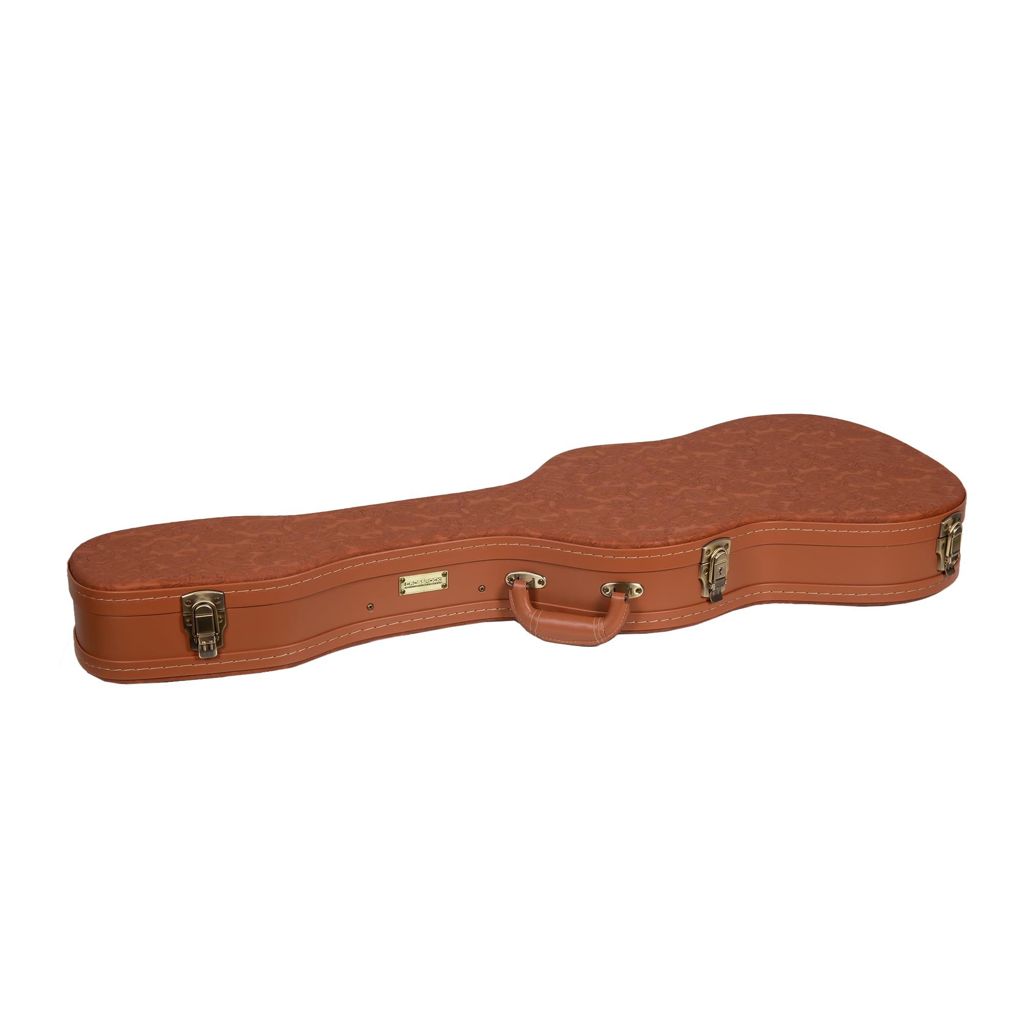 Crossrock Relief Series Electric Guitar Case for Telecaster & Stratocaster Style | Carved Red Wood Finish, Ivory Plush Interior,