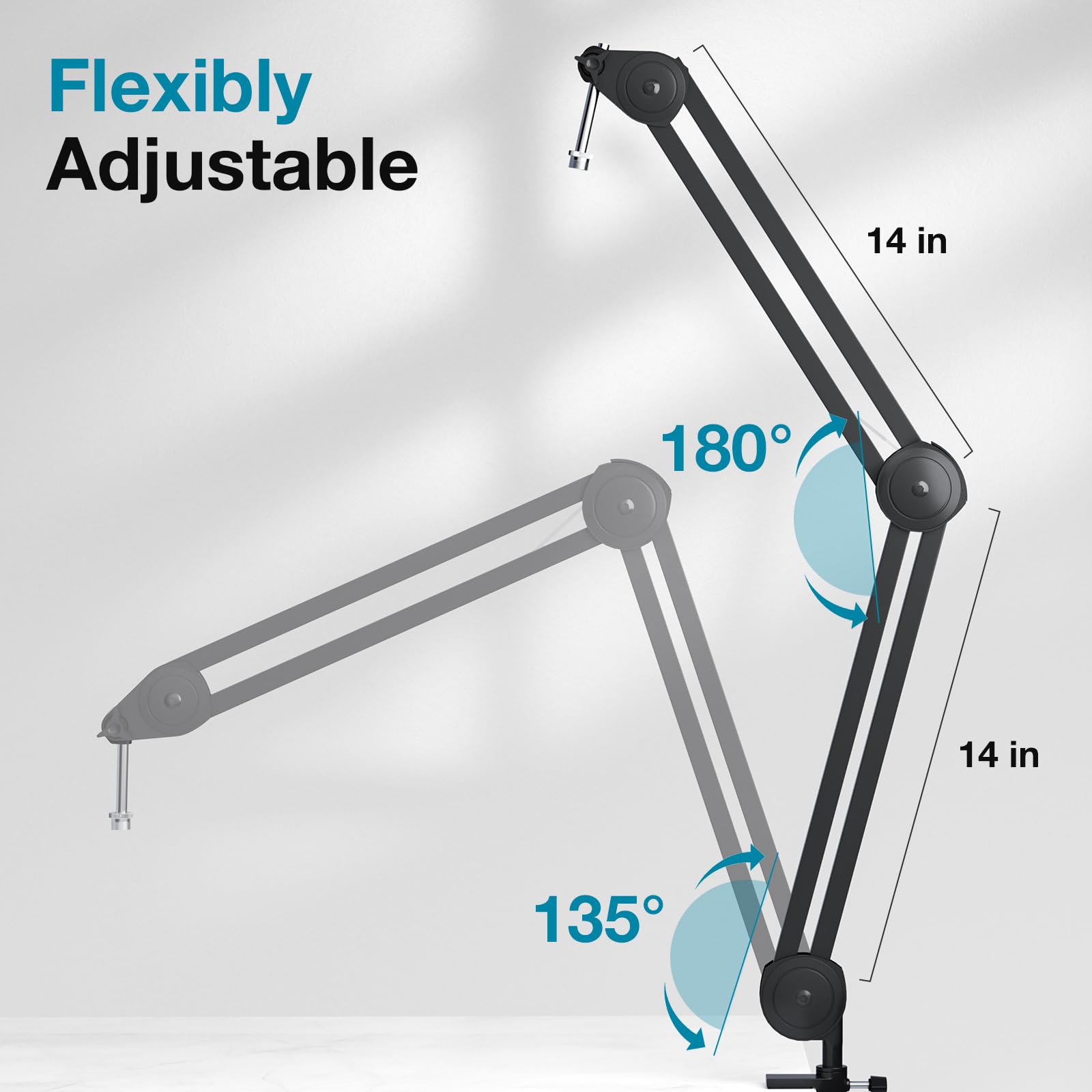 InnoGear Boom Arm Microphone Stand, Max Load 4.4 Lbs Desk Mic Arm Stand for Blue Yeti HyperX QuadCast S SoloCast Shure SM7B AT20