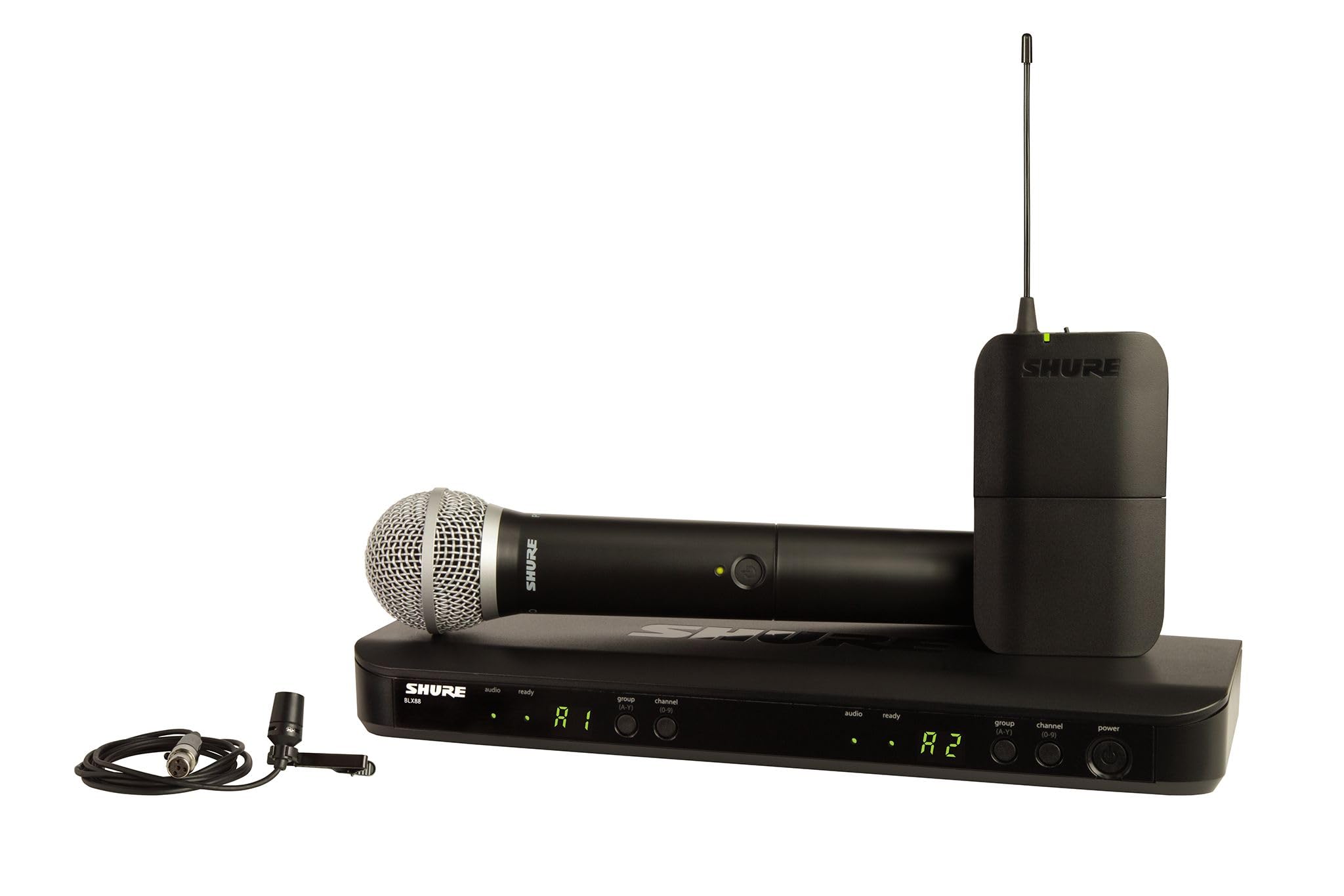 Shure BLX1288/CVL UHF Wireless Microphone System - Perfect for Church, Karaoke, Stage, Vocals - 14-Hour Battery Life, 300 ft Ran