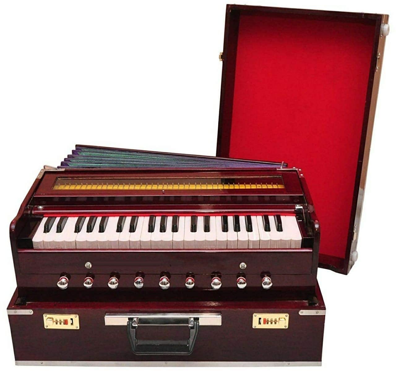 high class sound quality 9 stoper two reed best wood 7 fold bellow 440 tuned musical instruments folding harmonium natural