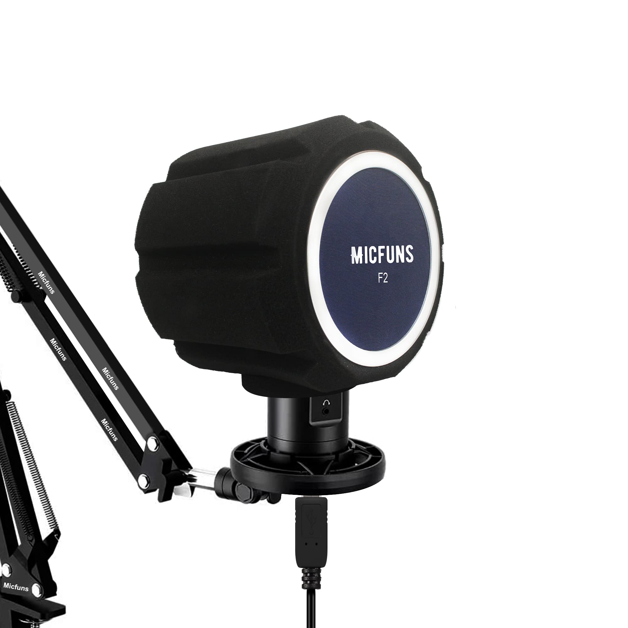 Micfuns F2 Professional Microphone Windscreens Pop Filter, Acoustic Filter for 45mm-60mm Recording Studios Microphones, Sound-Ab