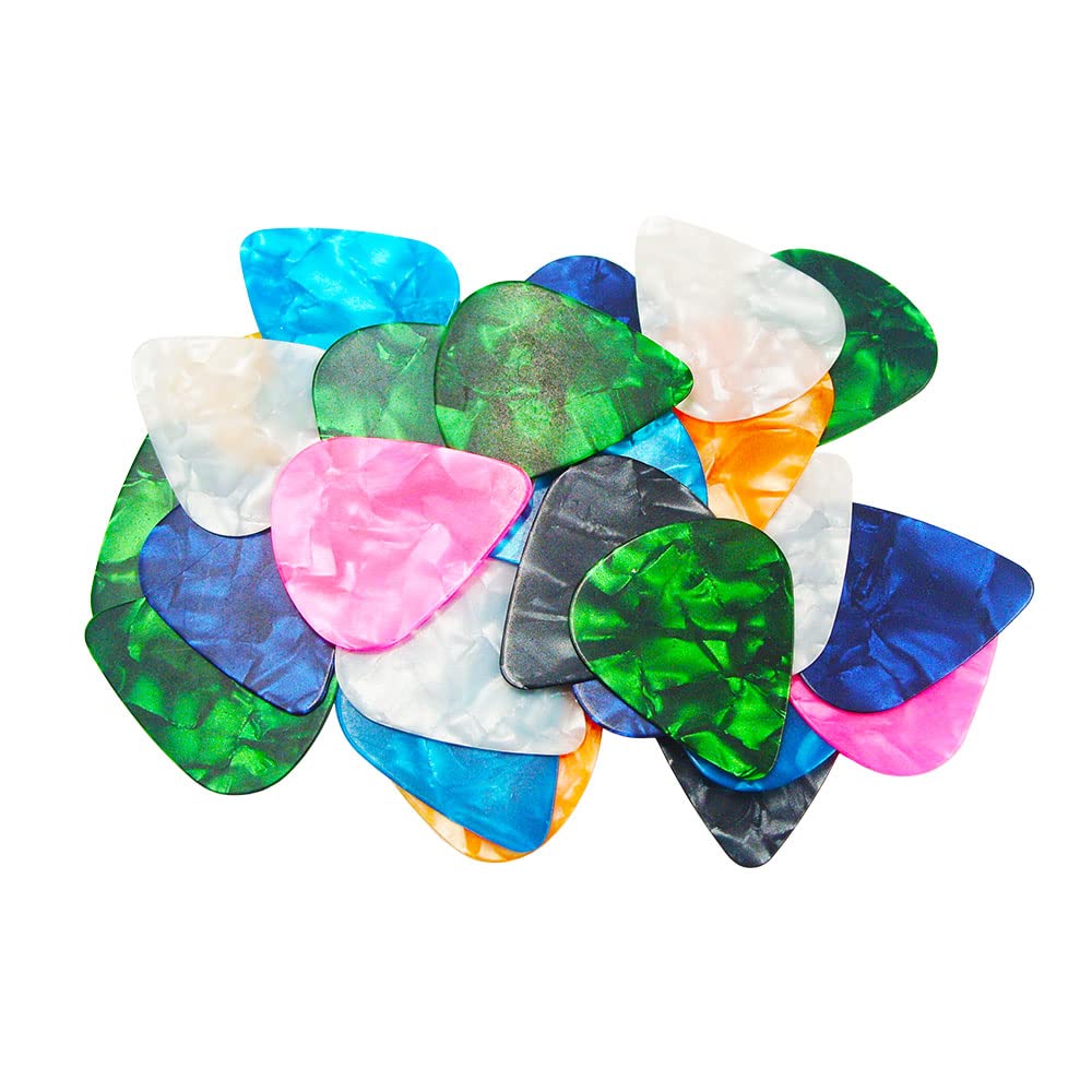 Hyshina Guitar Picks, 30 Pack Celluloid Guitar Pick Plectrums Sampler for Acoustic, Electric or Bass Guitars, Random Colors (Med