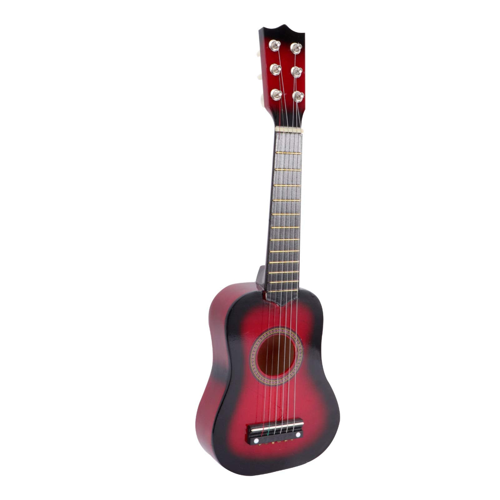 MAGICLULU 21 Inch Wooden Acoustic Guitar, Small Size Portable Musical Instrument for Beginners, Adjustable Strings, Red