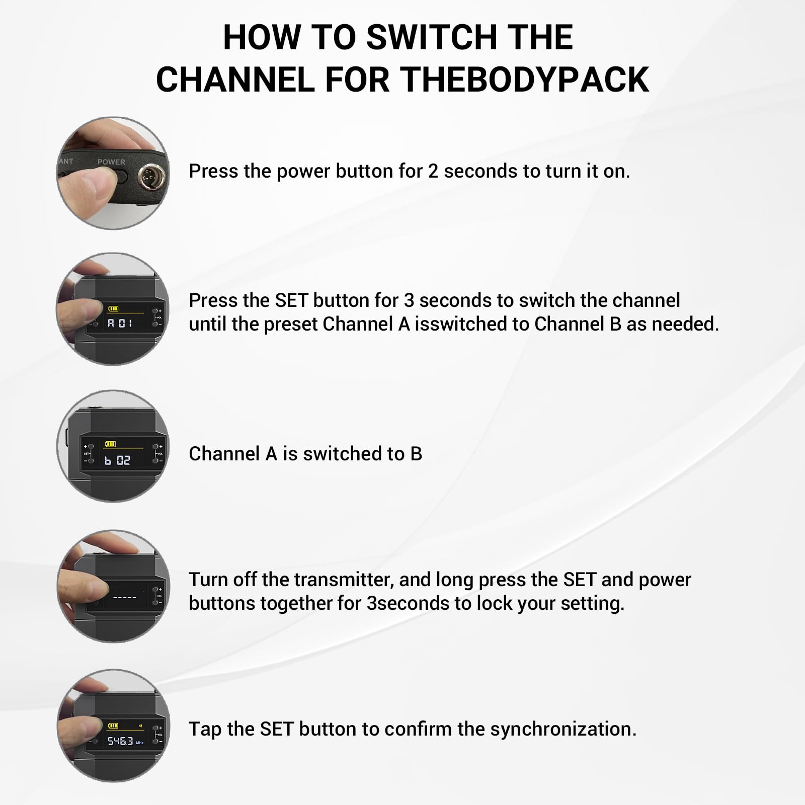 Phenyx Pro PTU-52 Wireless UHF BodyPack Transmitter with 3-Pin XLR Jack & Selectable 30 Frequencies, Compatible with PTU-52 Wire