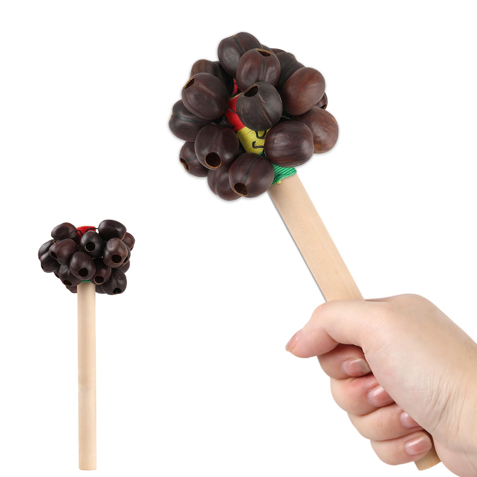 GOGHOST African Natural Maraca Shaker 7.8 x3.3 Cacho Seed Pod Rattle Handmade Percussion Gifts Peruvian Musical Instrument - Nat