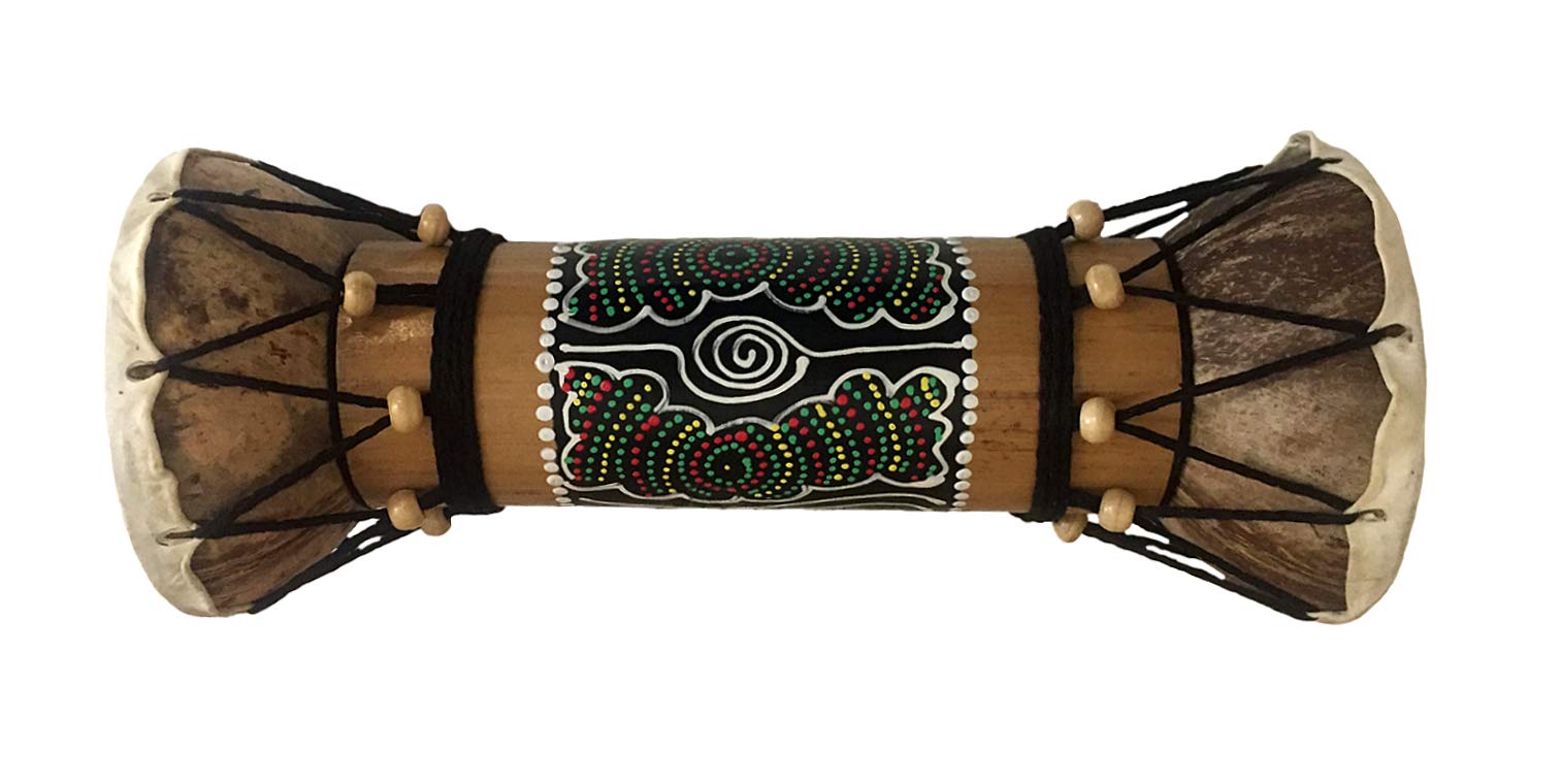 Jive Djembe Drum Bongo Congo Wooden African Hand Drum Goat Skin Double Sided - Size 12- Professional Sound (Multi - 12)