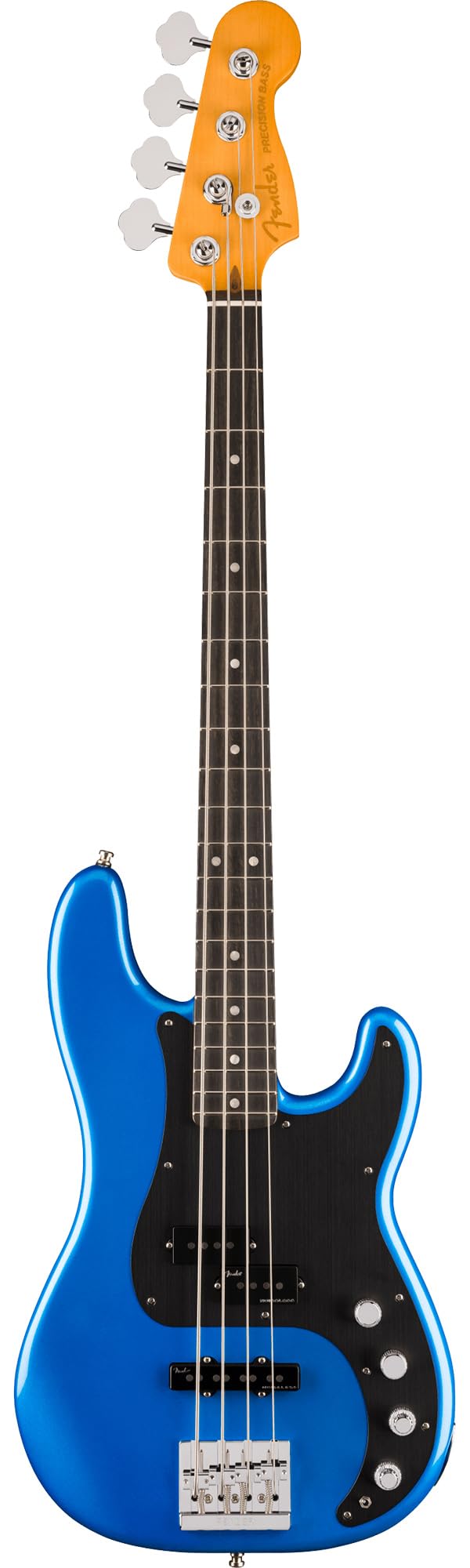 Fender American Ultra II Precision Bass - Noble Blue Bundle with Case, Strap, Cable, Hat, and Guitar Cleaning Kit
