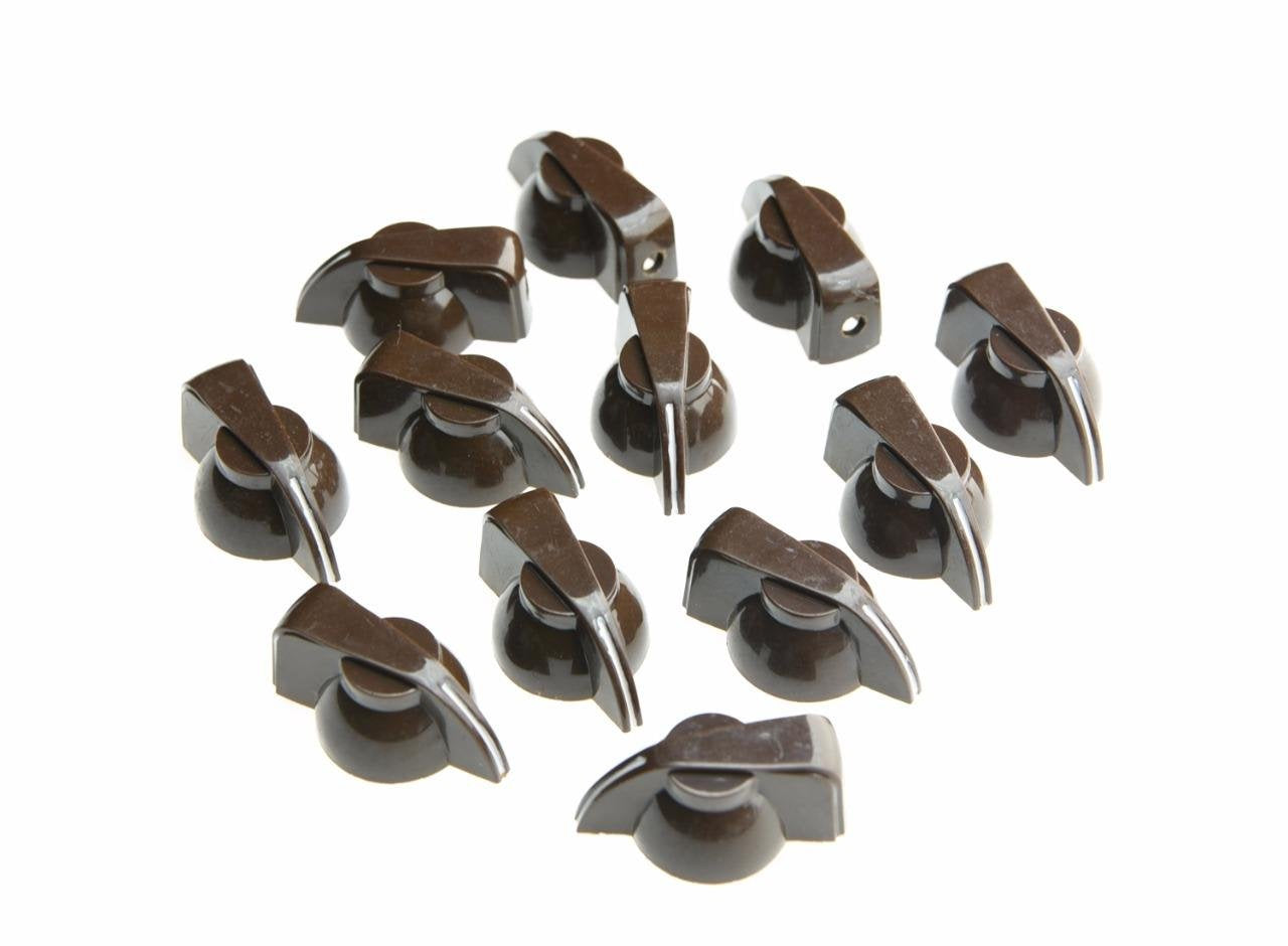 Dopro Pack of 12 Flat Top Guitar Chicken Head Knob AMP Effect pointer Knob Brown