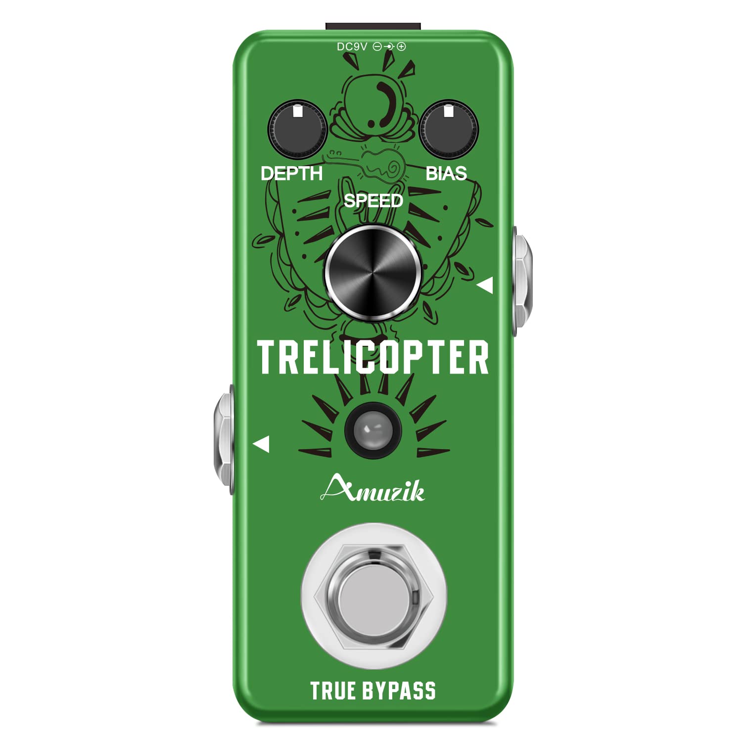 Amuzik Tremolo Guitar Effect Pedal Classic Trelicopter Effects Pedals Analog Tremolo Pedal For Electric Guitar True Bypass Mini