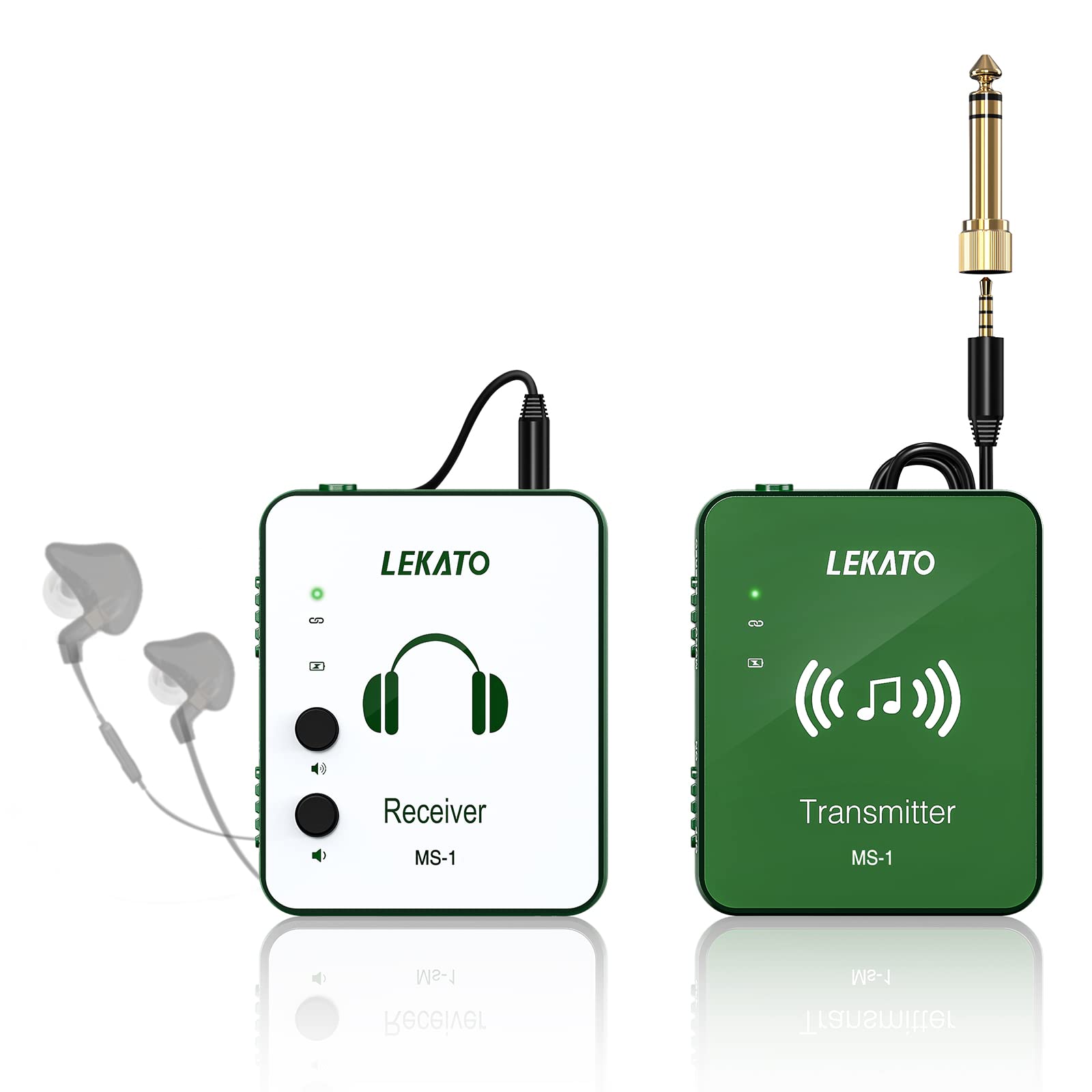 LEKATO Wireless in-Ear Monitor System, 2.4Ghz Wireless IEM System with Transmitter Beltpack Receiver Automatic Pairing, for Stud