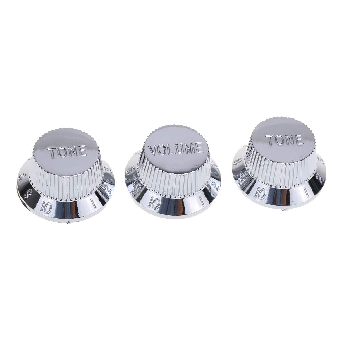 Musiclily Pro Inch Size 1 Volume 2 Tone Stratocaster Knobs Set For Usa Made Strat Style Electric Guitar, Chrome