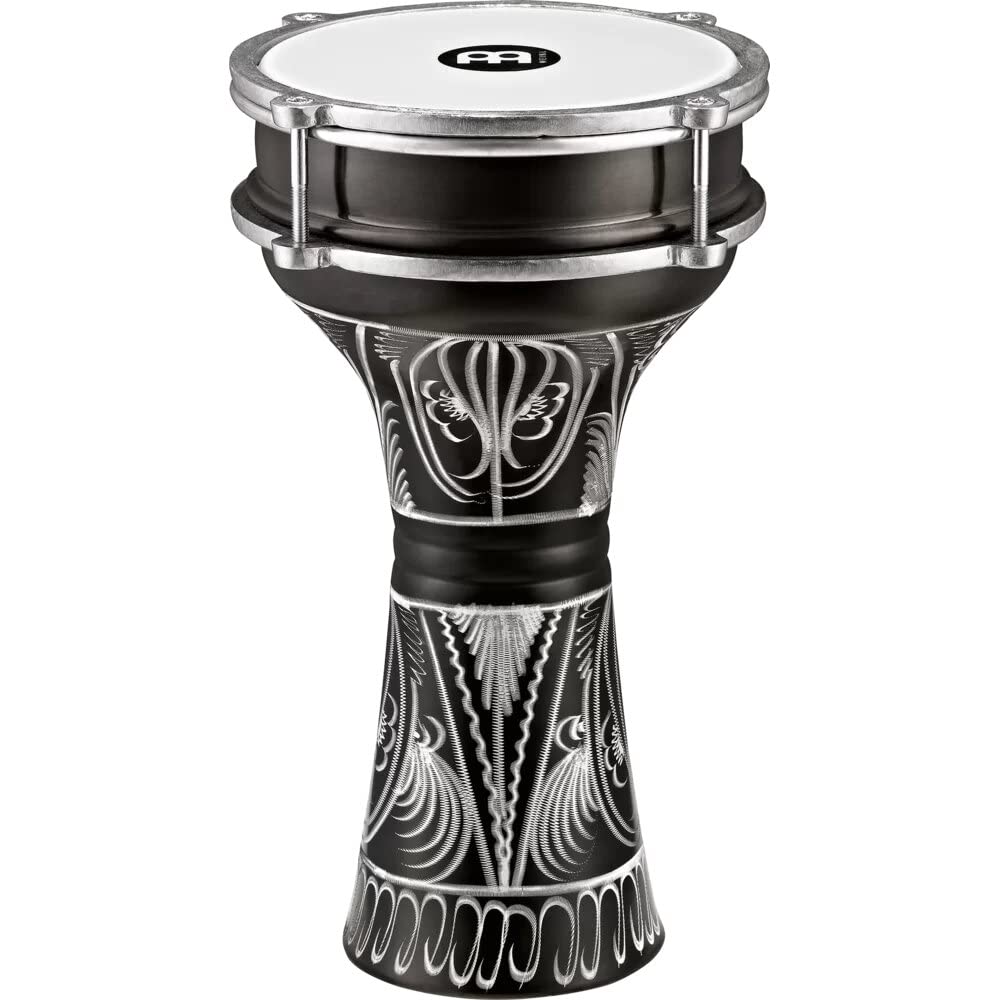 Meinl Percussion Aluminum Darbuka Egyptian Goblet Drum, Hand Engraved - Made in Turkey - Synthetic Head, 2-Year Warranty (HE-122
