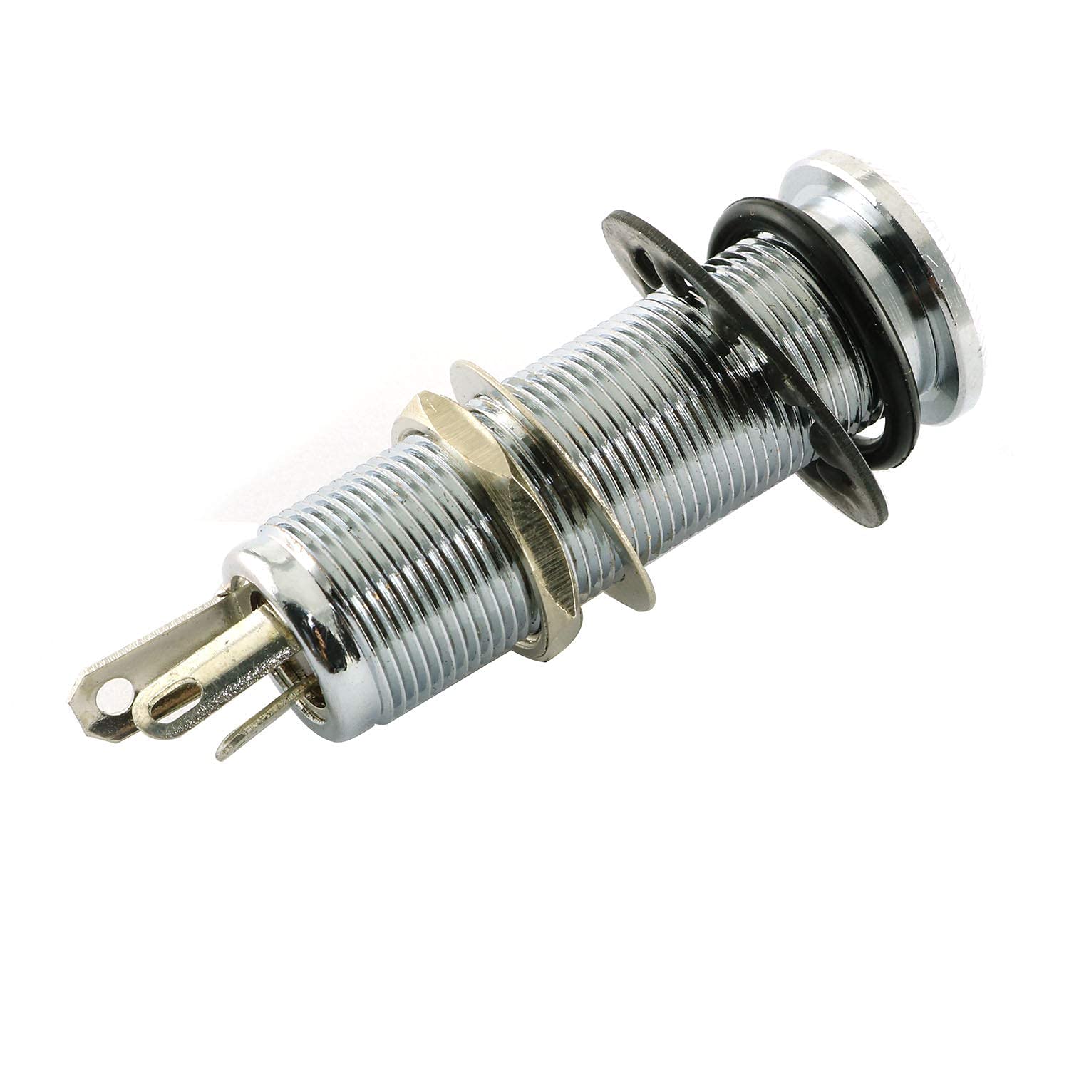 RLECS Brass Electric Guitar Bass 1/4Inch Barrel Jack 44.5x16cm Cylinder Input/Output Mono Active Long Threaded Jack Socket Guita