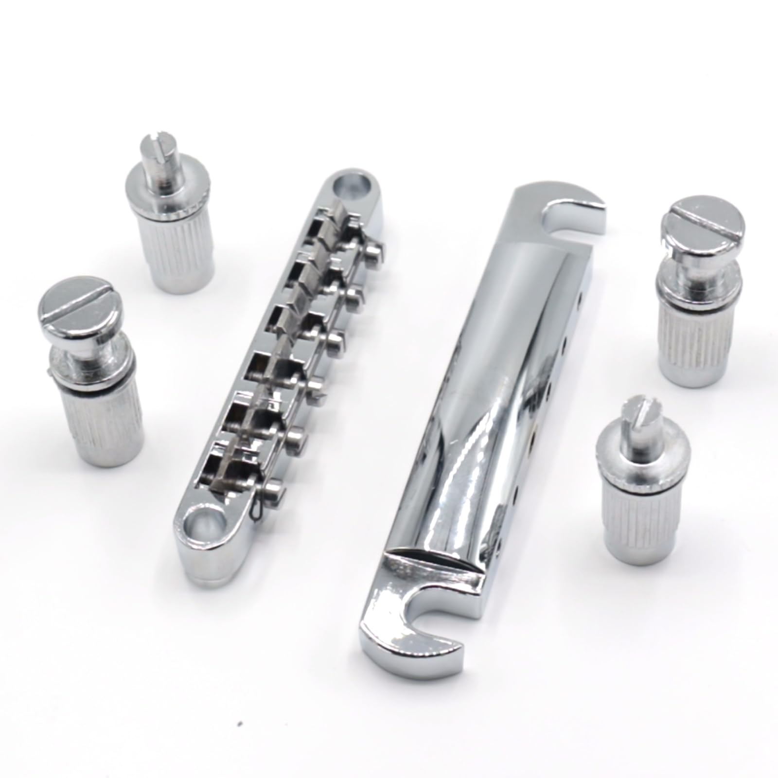 Cheerock 1 Set Silver Metal Tune-O-Matic Electric Guitar Bridge And Tailpiece For Enhanced String Stability, Replacement Electri