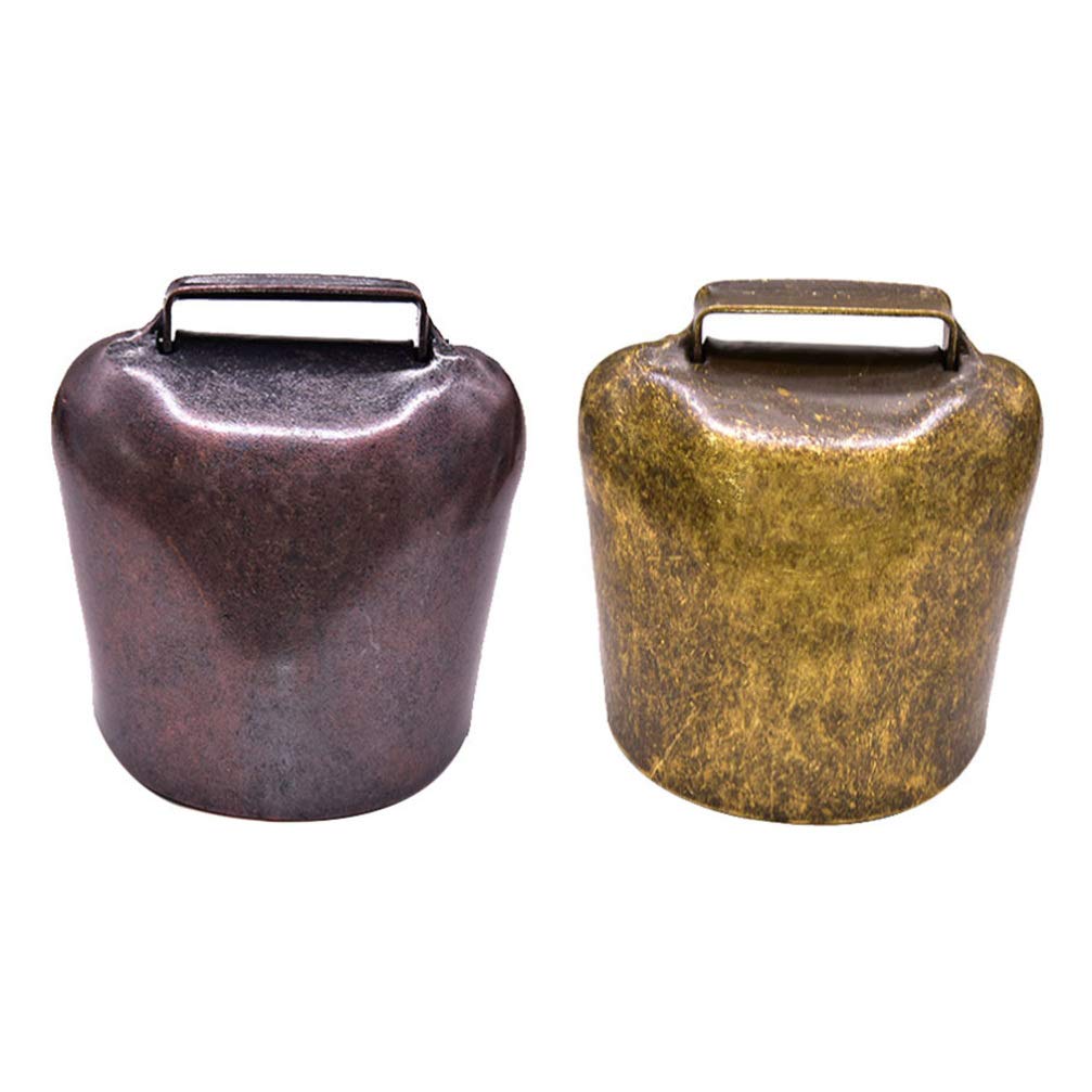 Sewroro 2pcs Grazing Copper Bells Cow Horse Sheep Bells Metal Animal Copper Loud Bronze Bell Pet Anti- Accessories Bell (6X6.3CM