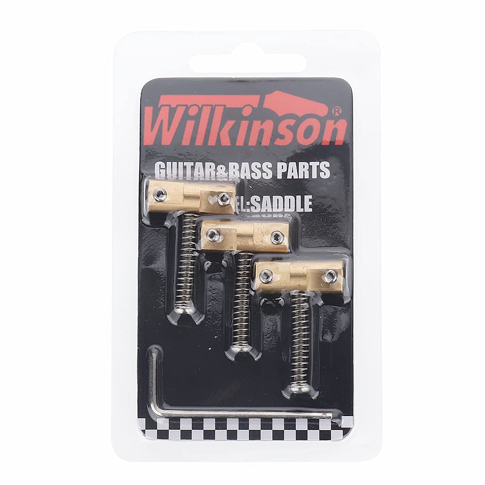 Wilkinson Guitar Bridge Compensated Brass Saddles Set -3Pcs Vintage-Style Telecaster Electric Guitar Bridge Saddles - Replacemen