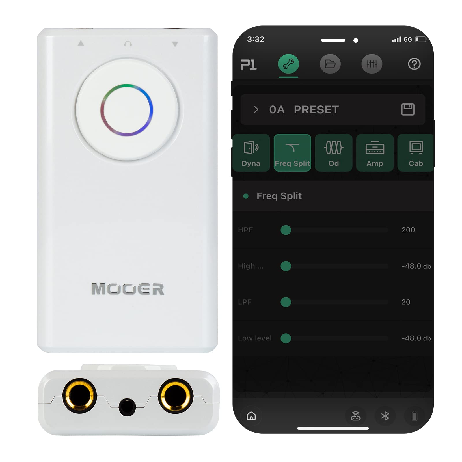 Mooer Prime P1 Intelligent Lvory White Guitar & Bass Multi Effects Processor Rechargeable, Bluetooth, Wireless, Portable Guitar